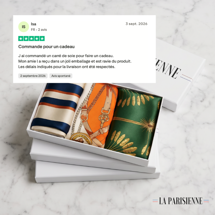 La Parisienne Facebook ad: Le carré de soie signature
