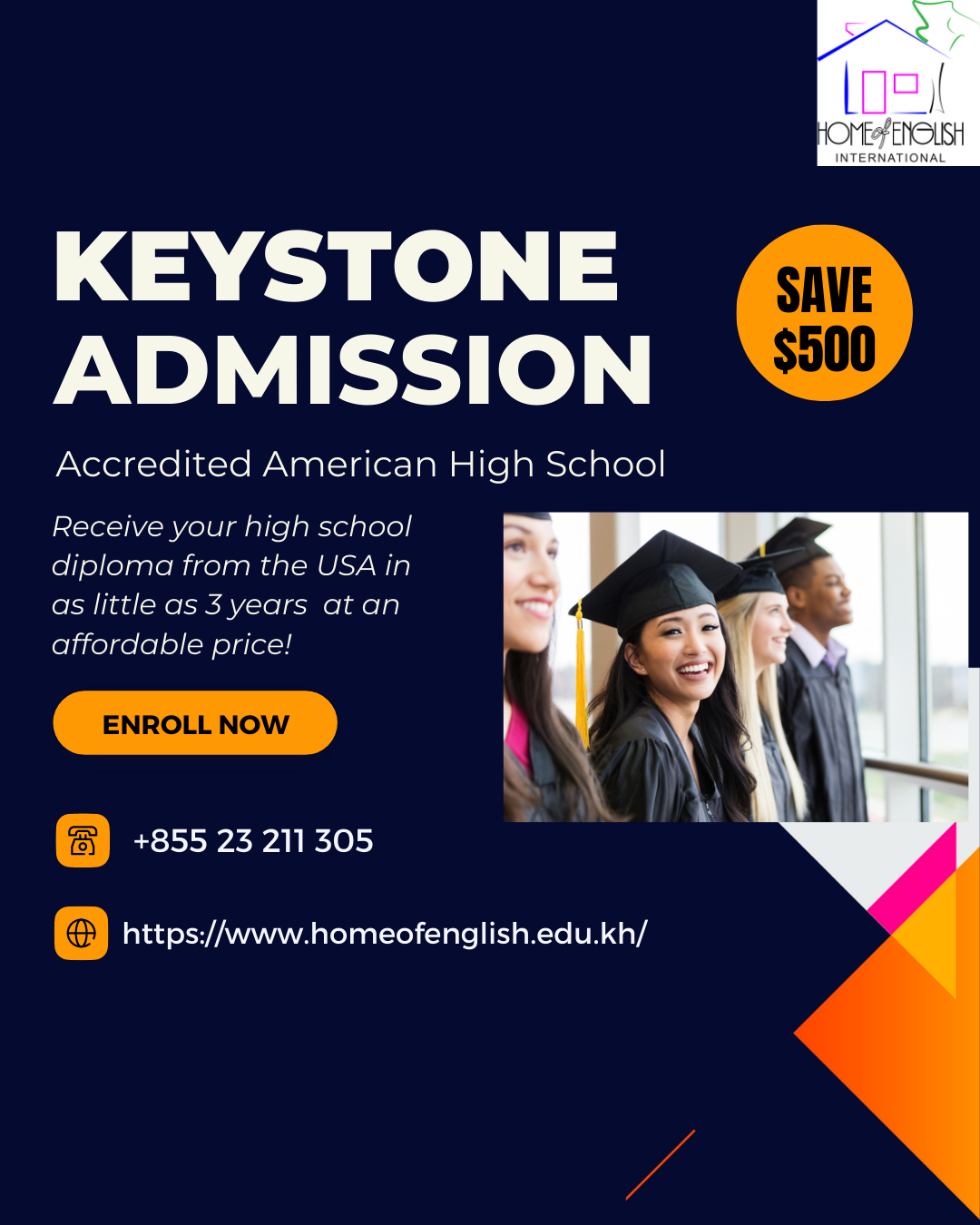 Home of English International Facebook ad: Are you looking for an accredited American High…