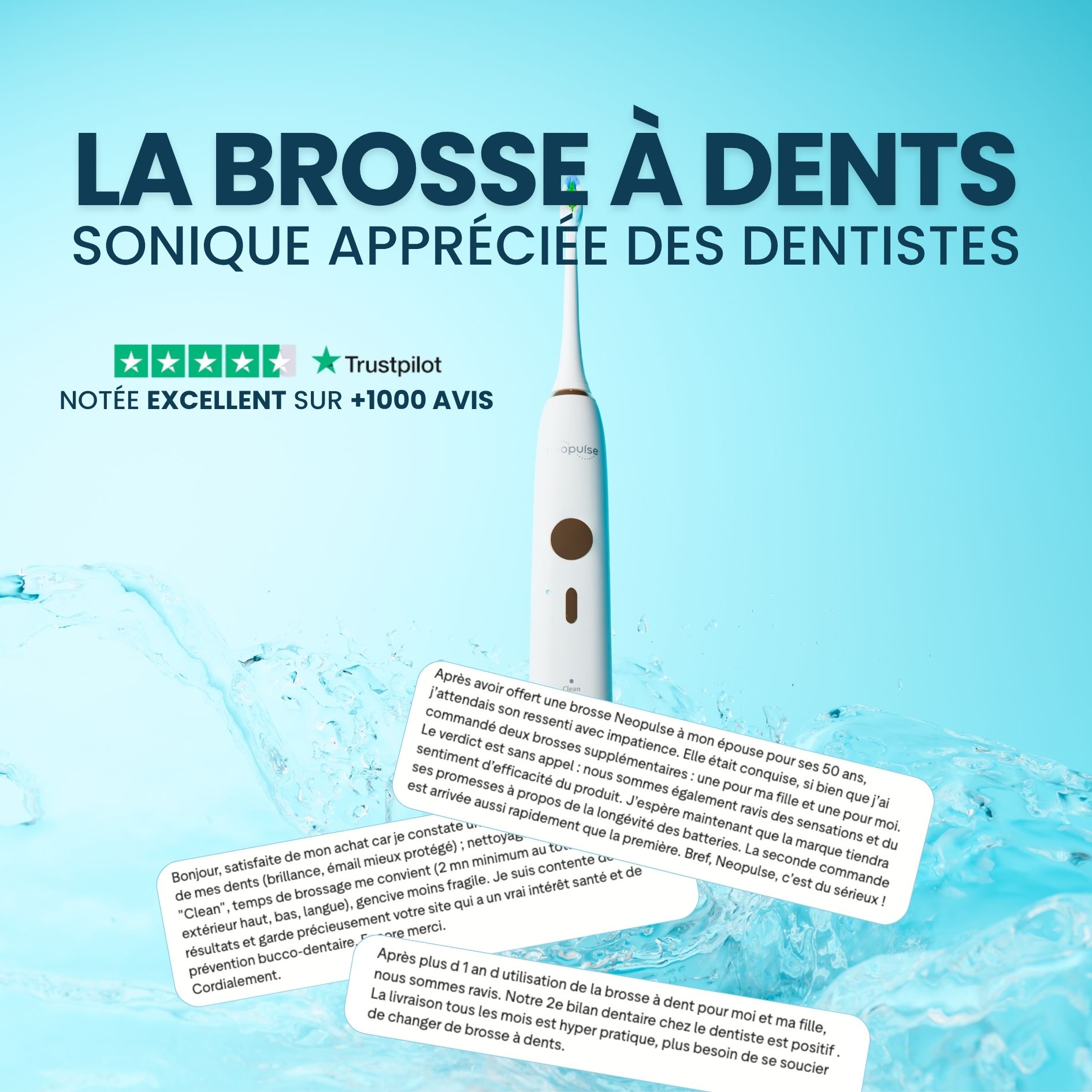 Neopulse Facebook ad: Brosse à dents électrique sonique NEOSONIC