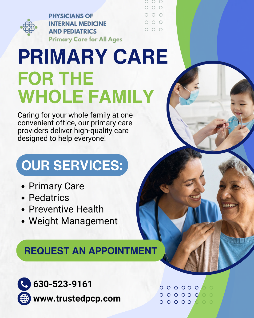 Physicians of Internal Medicine and Pediatrics Facebook ad: Healthcare Without the Hassle