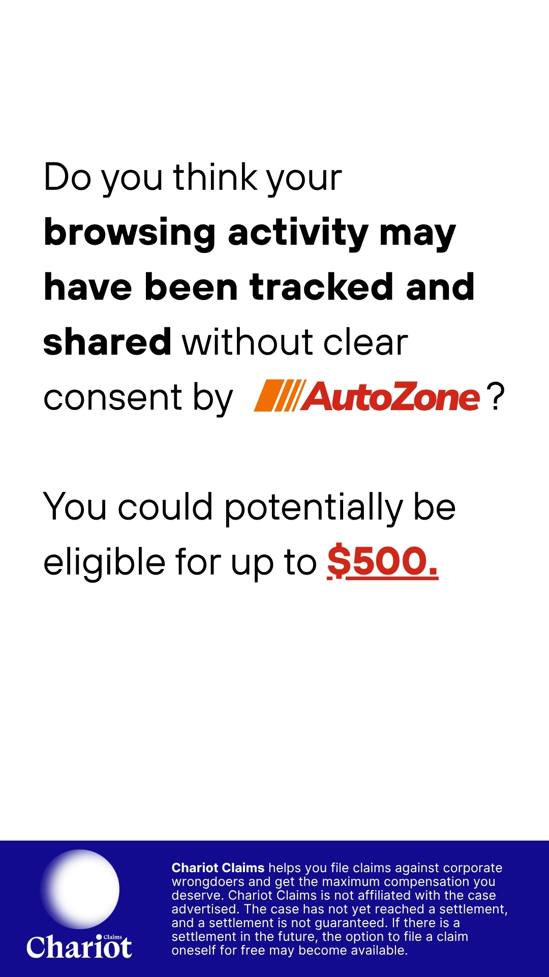 Chariot Claims - formerly ClaimClam Facebook ad