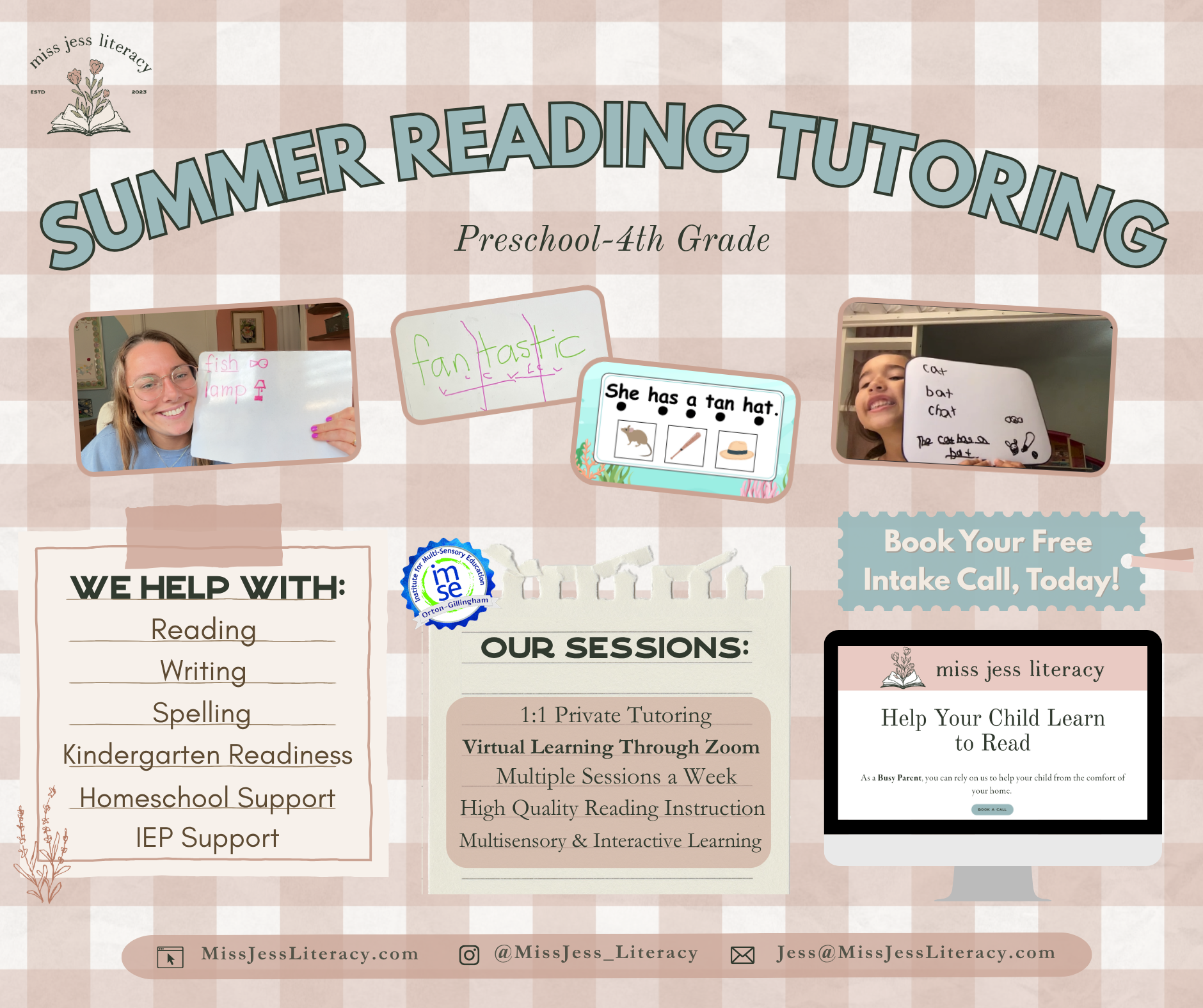 Miss Jess Literacy Facebook ad