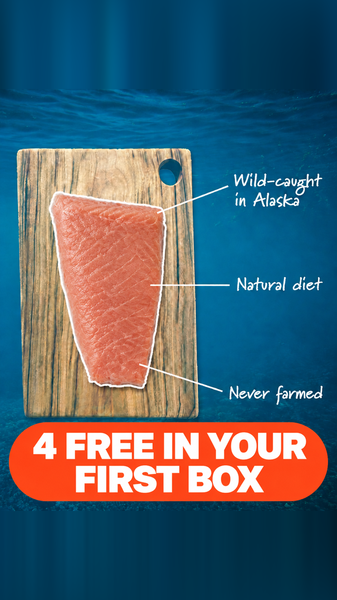 ButcherCrowd Facebook ad: Wild Keta, Never Farmed
