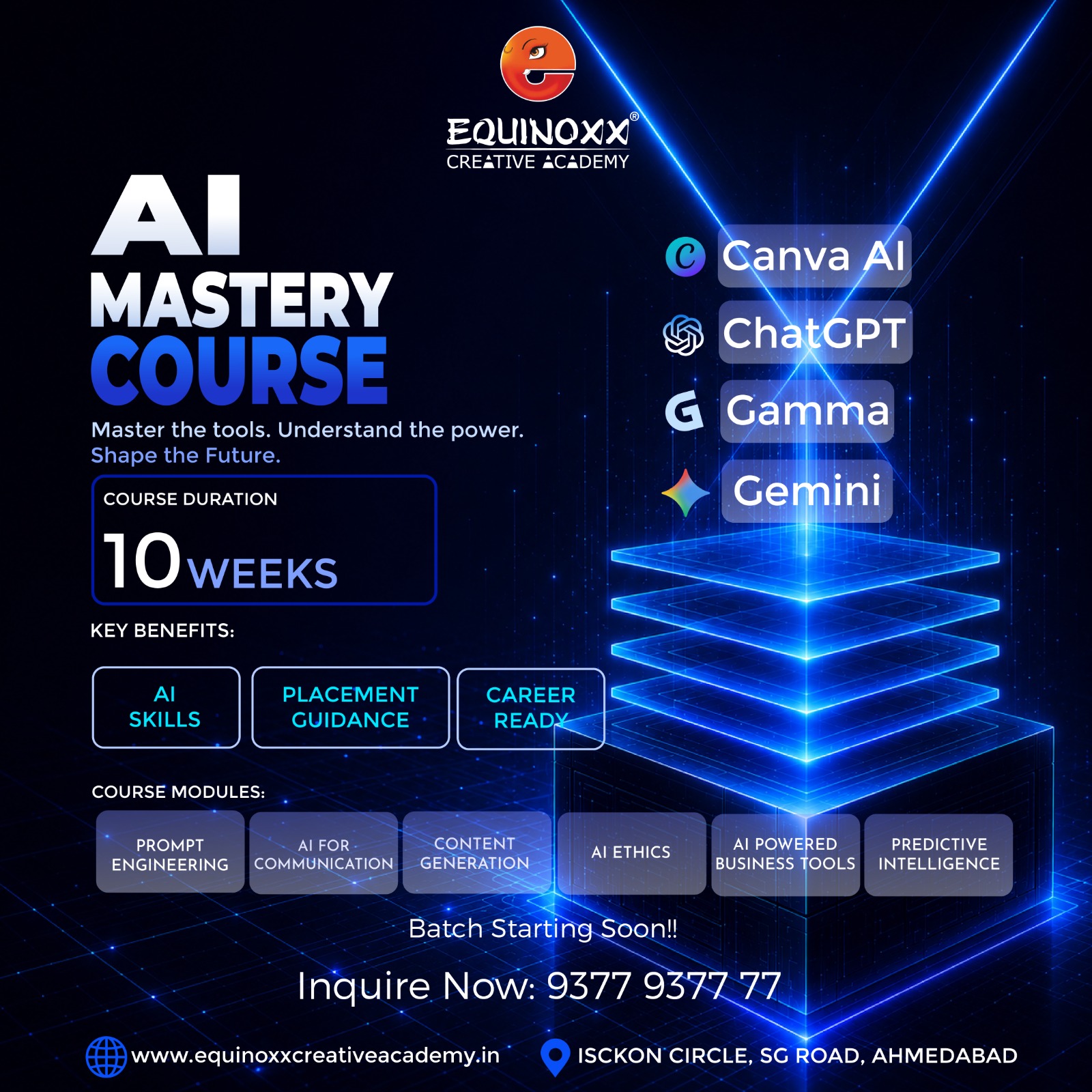 eQuinoxx Creative Academy of Art, Design & Animation Facebook ad: Learn Prompt Engineering, Content Generation, AI…