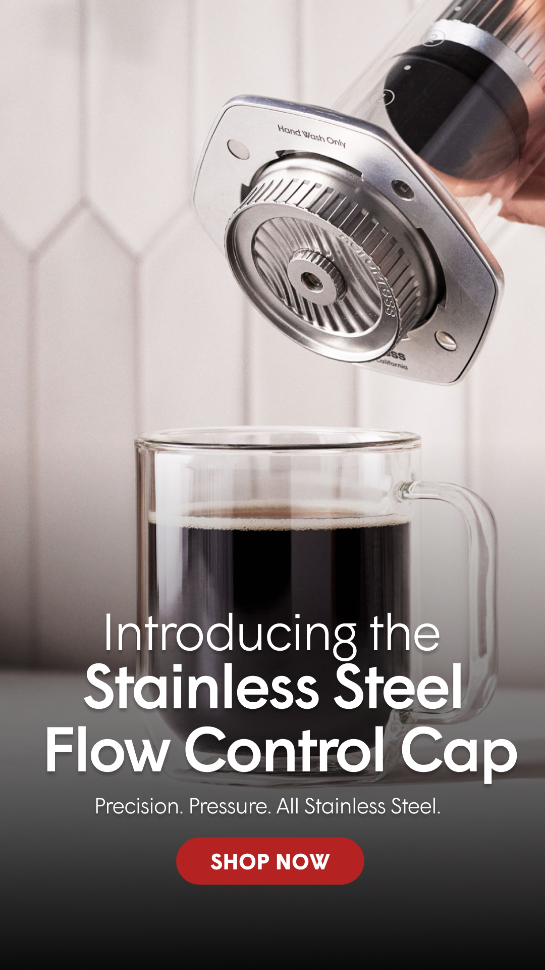 AeroPress Facebook ad: Stainless Steel. Total Brew Control.