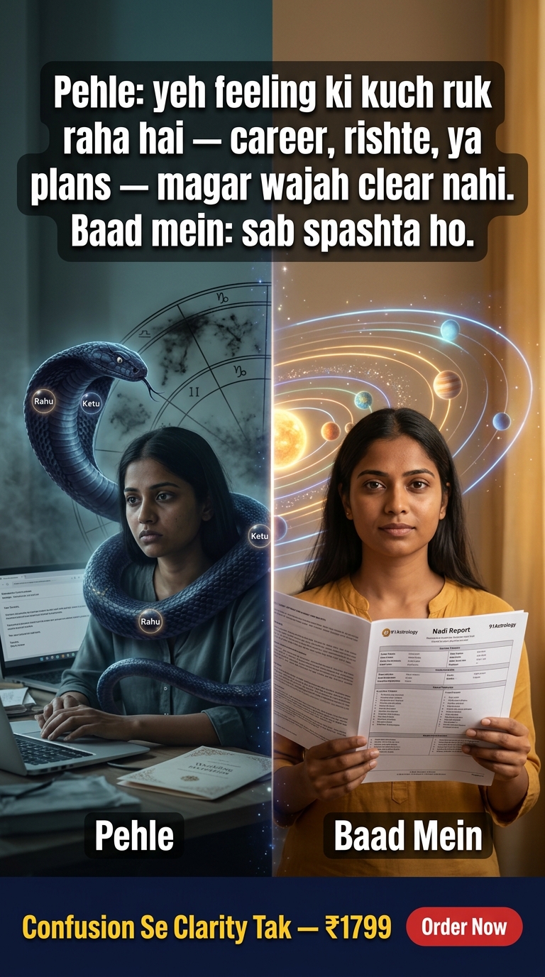 Bhrigu Nandi Nadi Insights Facebook ad: Pehle: yeh feeling ki kuch ruk raha hai…
