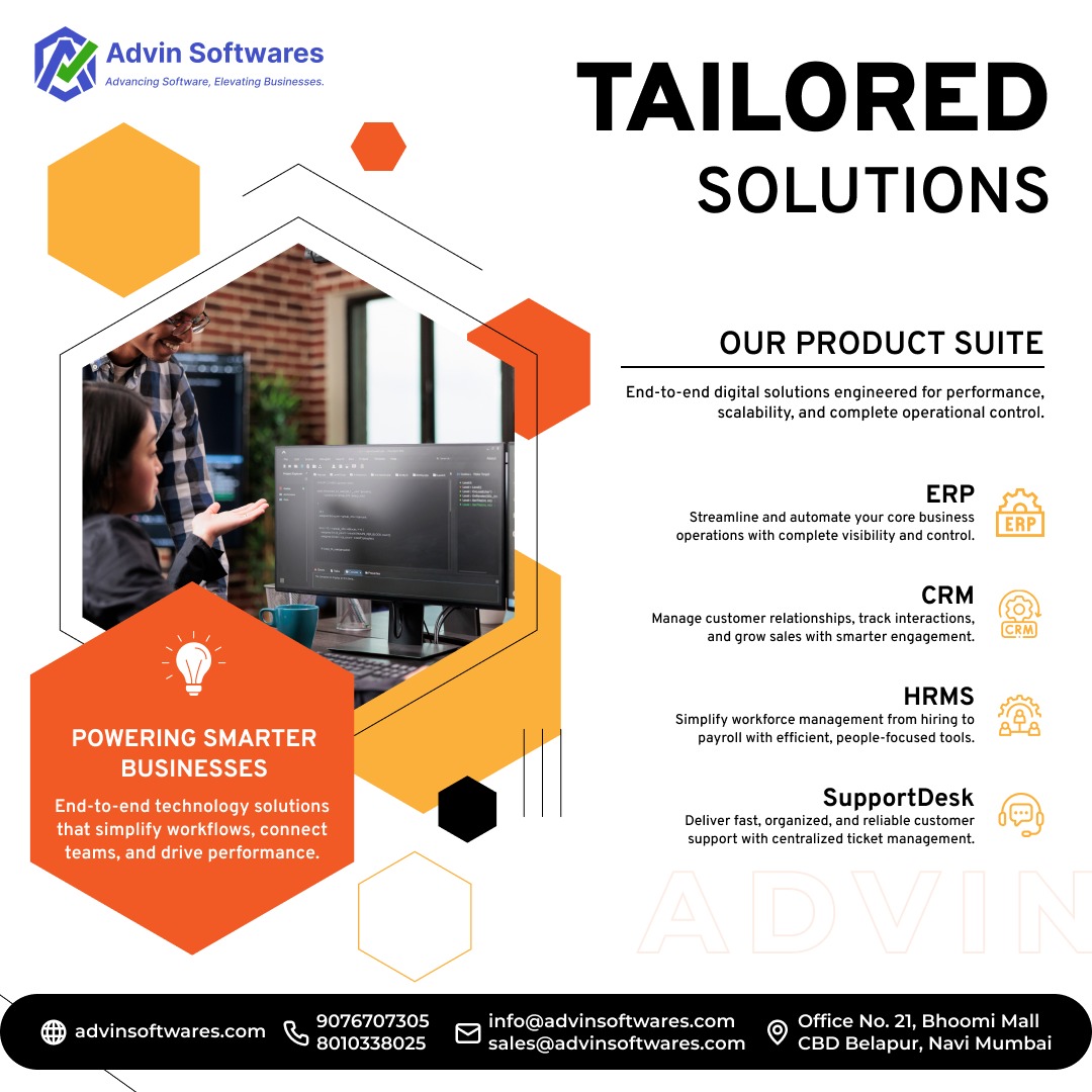 Advin Softwares Pvt Ltd Facebook ad: Build Software for Your Business, ERP, CRM, Apps