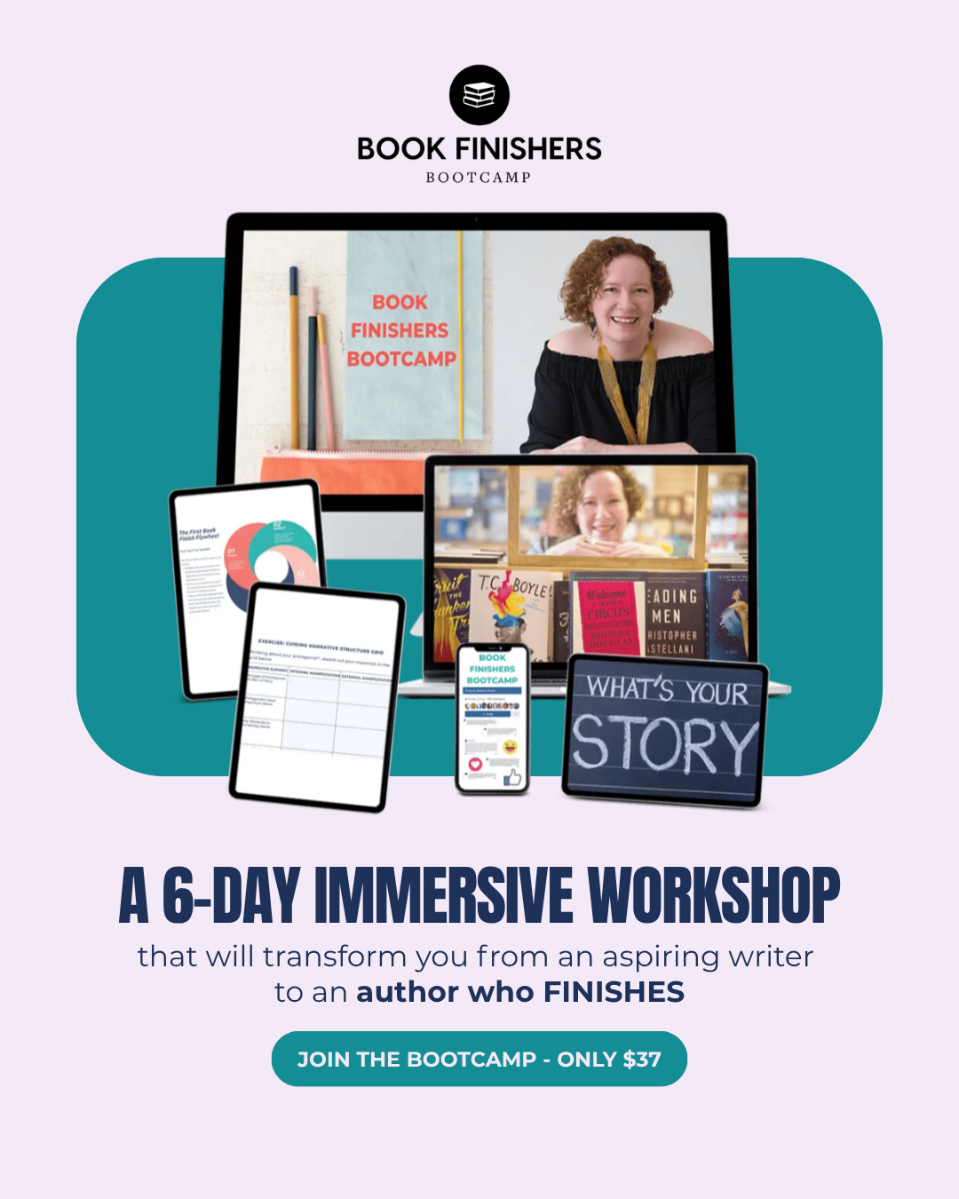 Resilient Writers Facebook ad: Stop Dreaming About Being a Writer. Start Finishing Your…