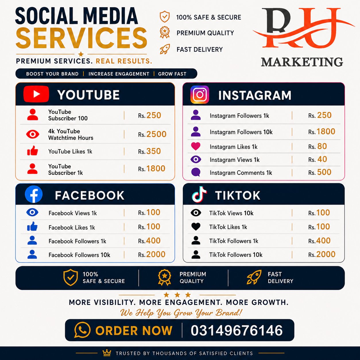 RU Marketing Facebook ad: Want instant growth on social media?