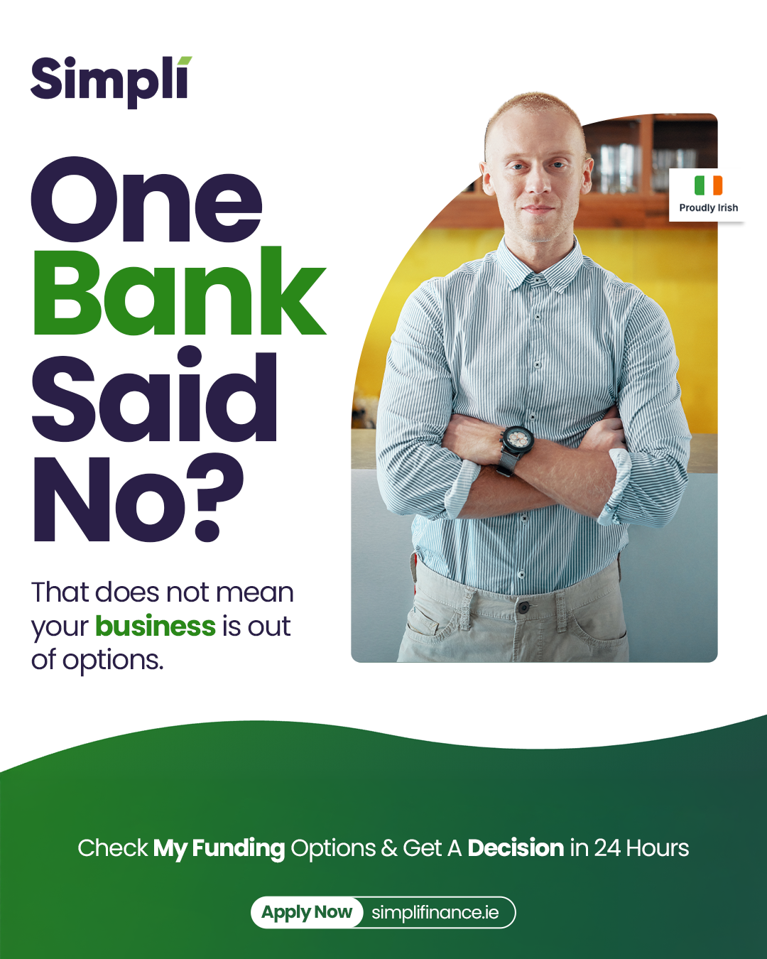 Simplí Finance Ireland Facebook ad: Get funding in 24 hours