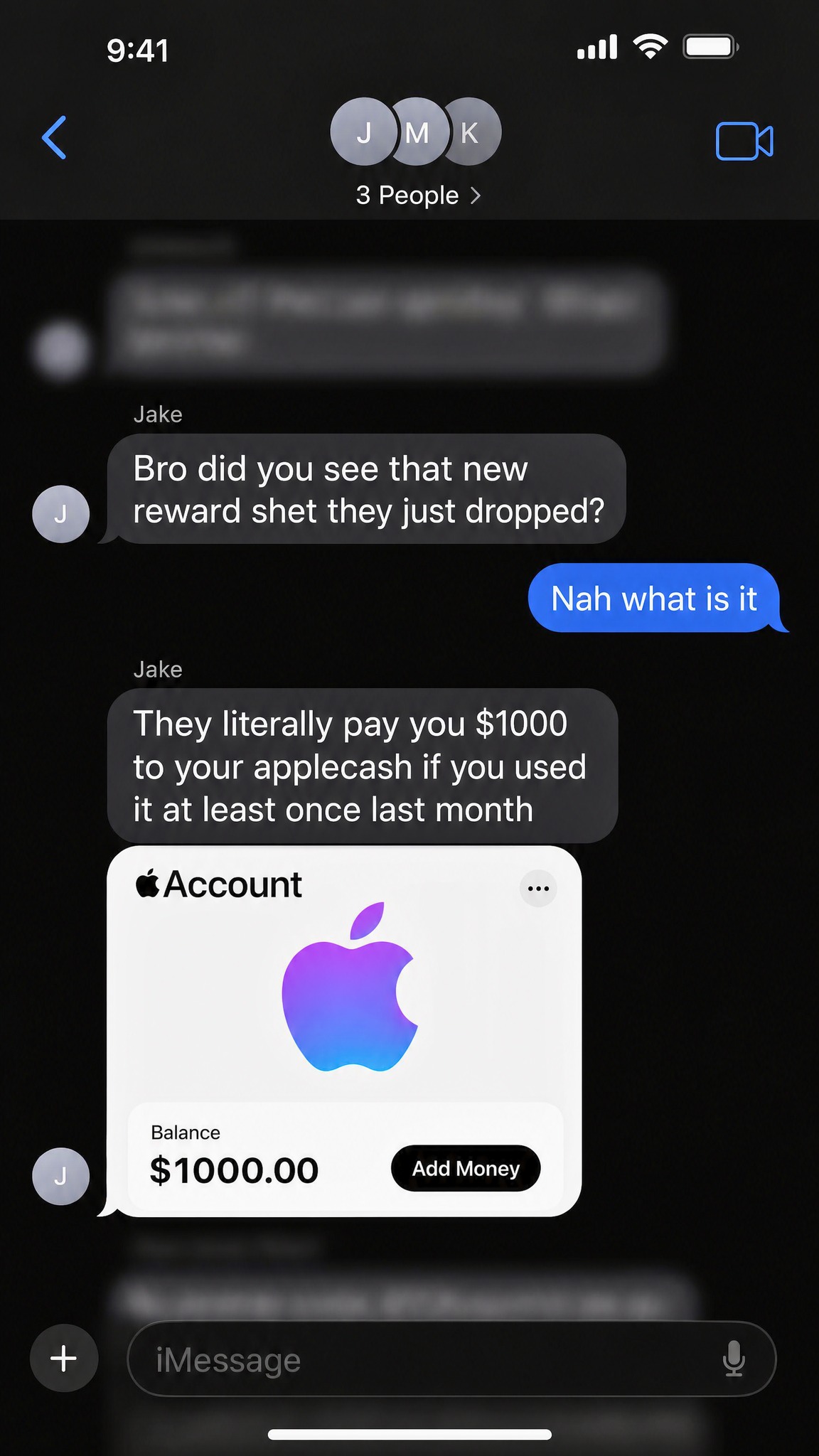Katharina Leitner Facebook ad: $1,000 Apple Cash Credit