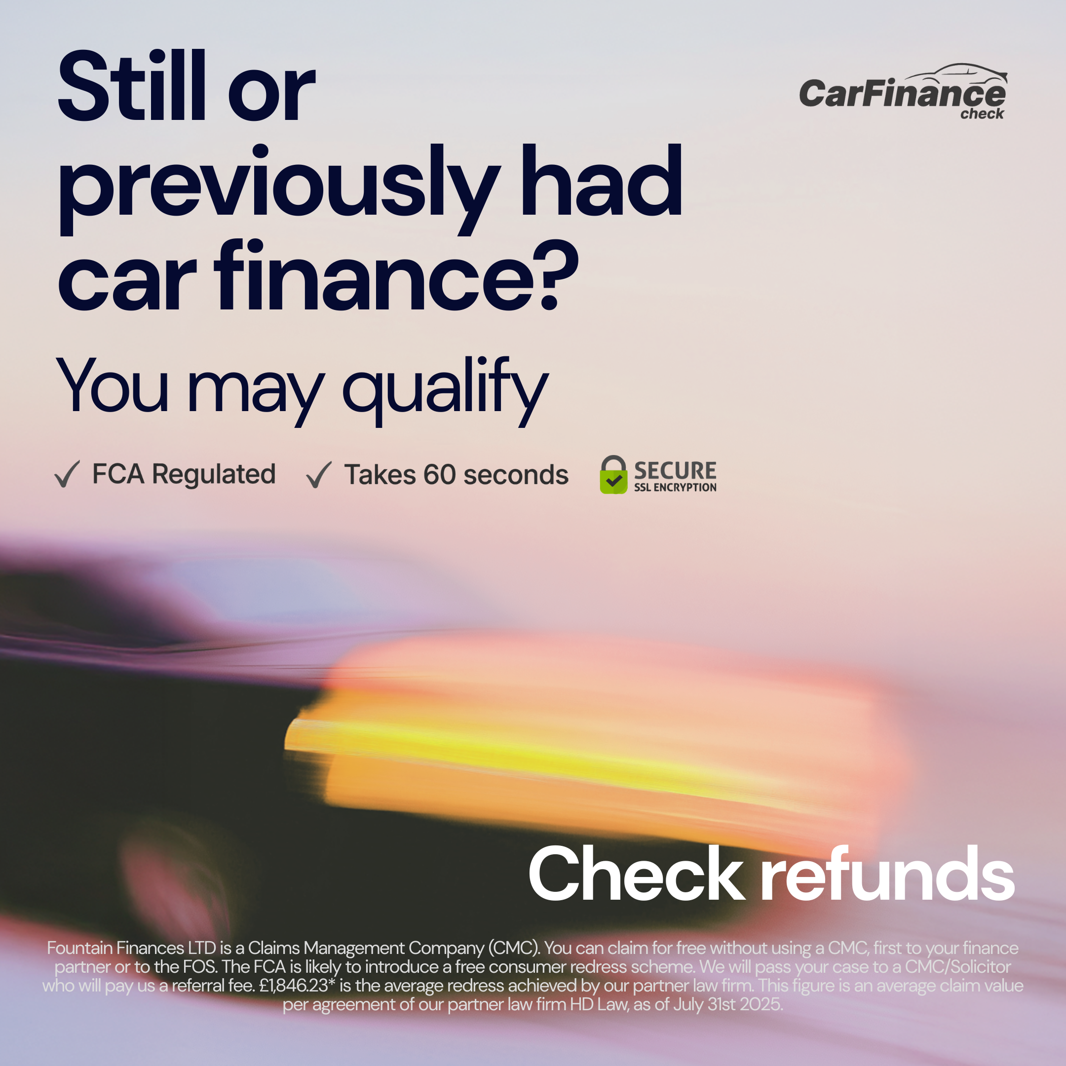 CarFinance Check Facebook ad from Mar 21, 2026