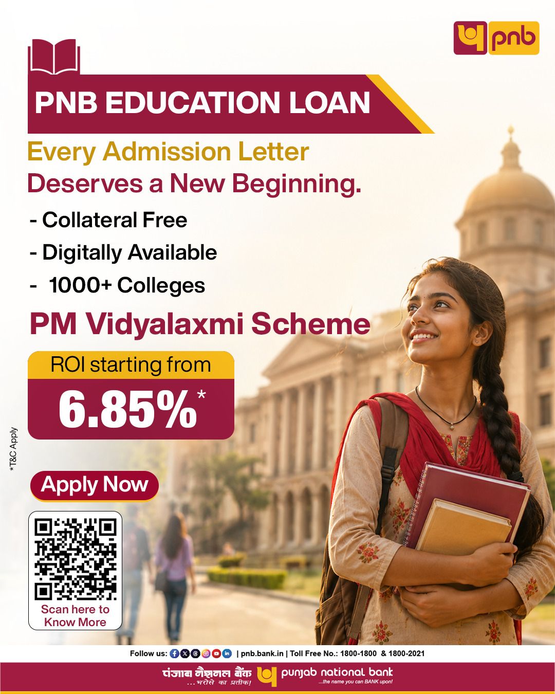 Punjab National Bank Facebook ad: Fund Your Higher Education Without Financial Stress.