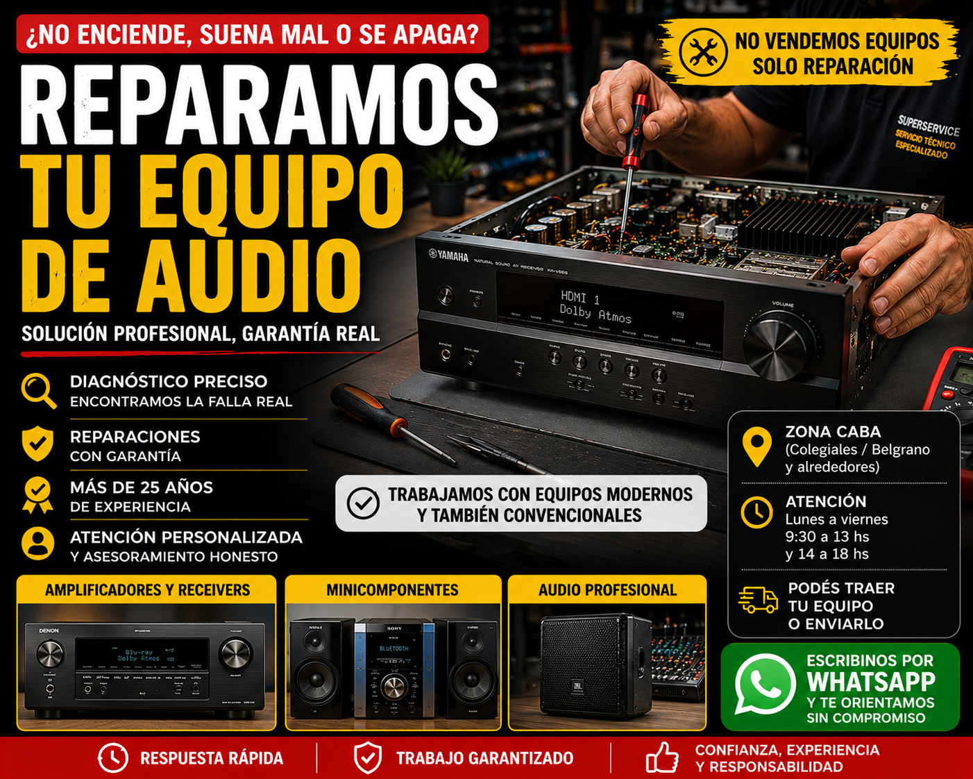 Super Service srl Facebook ad: Reparación de Equipos de Audio Hoy