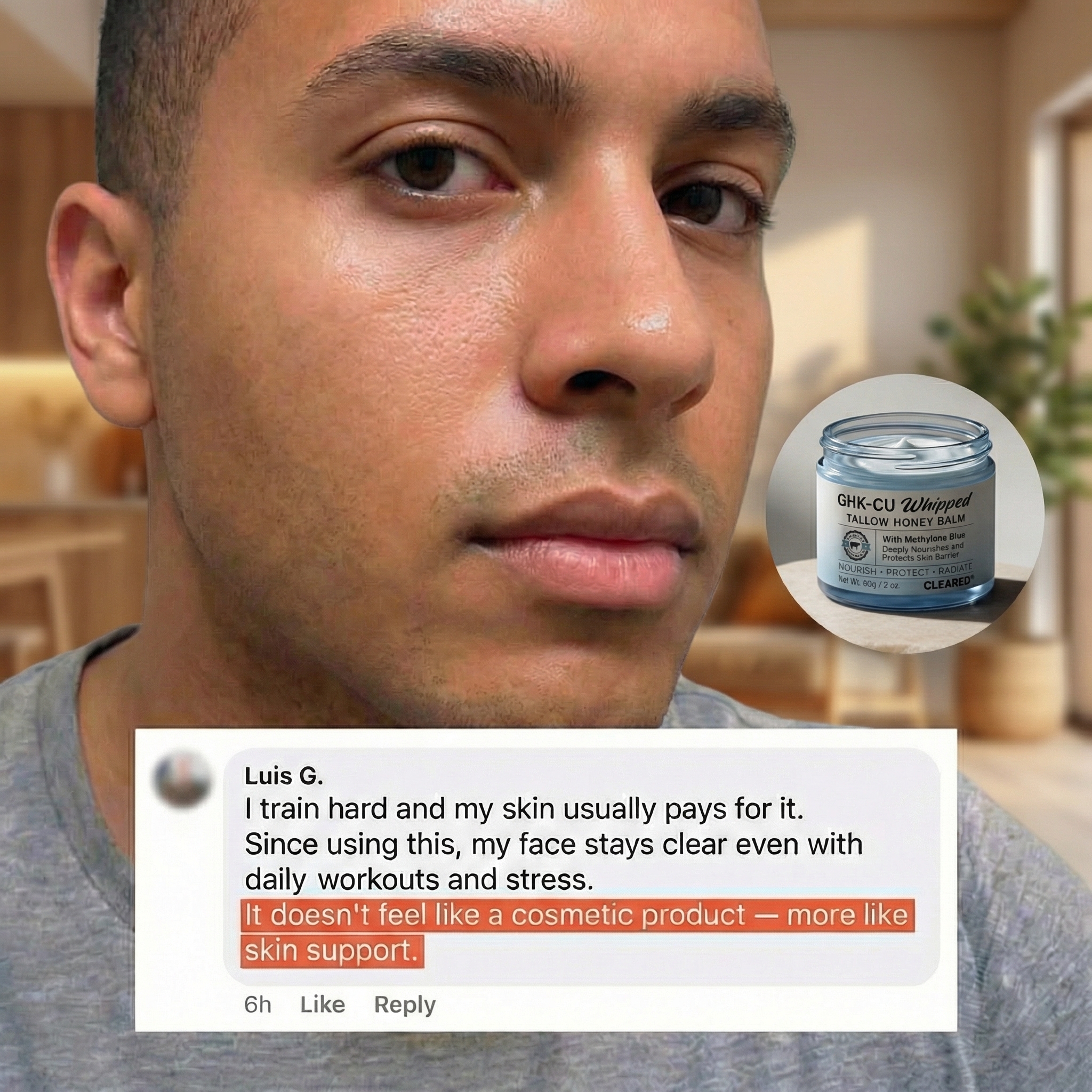 TryCleared Facebook ad: Upgrade Your Skin, 53% Off