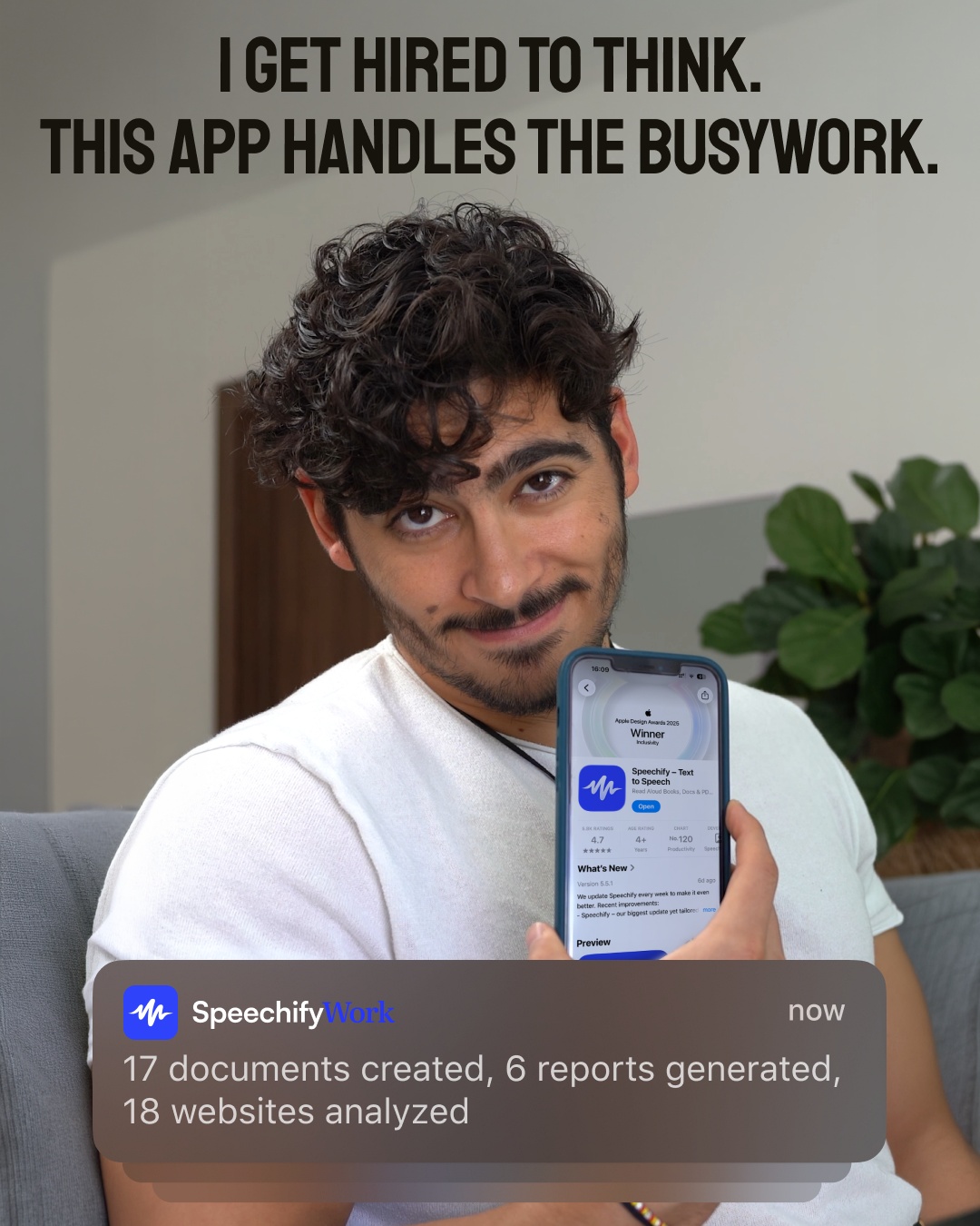 Speechify Work Facebook ad