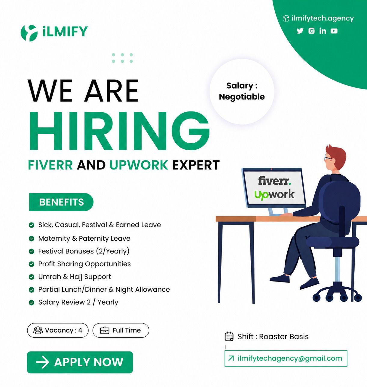 ilmifyTech Agency Facebook ad: ilmifyTech Agency is Hiring - Upwork & Fiverr…