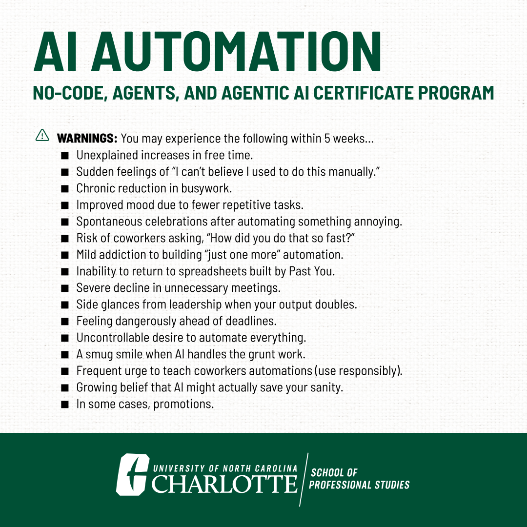 UNC Charlotte School of Professional Studies Facebook ad