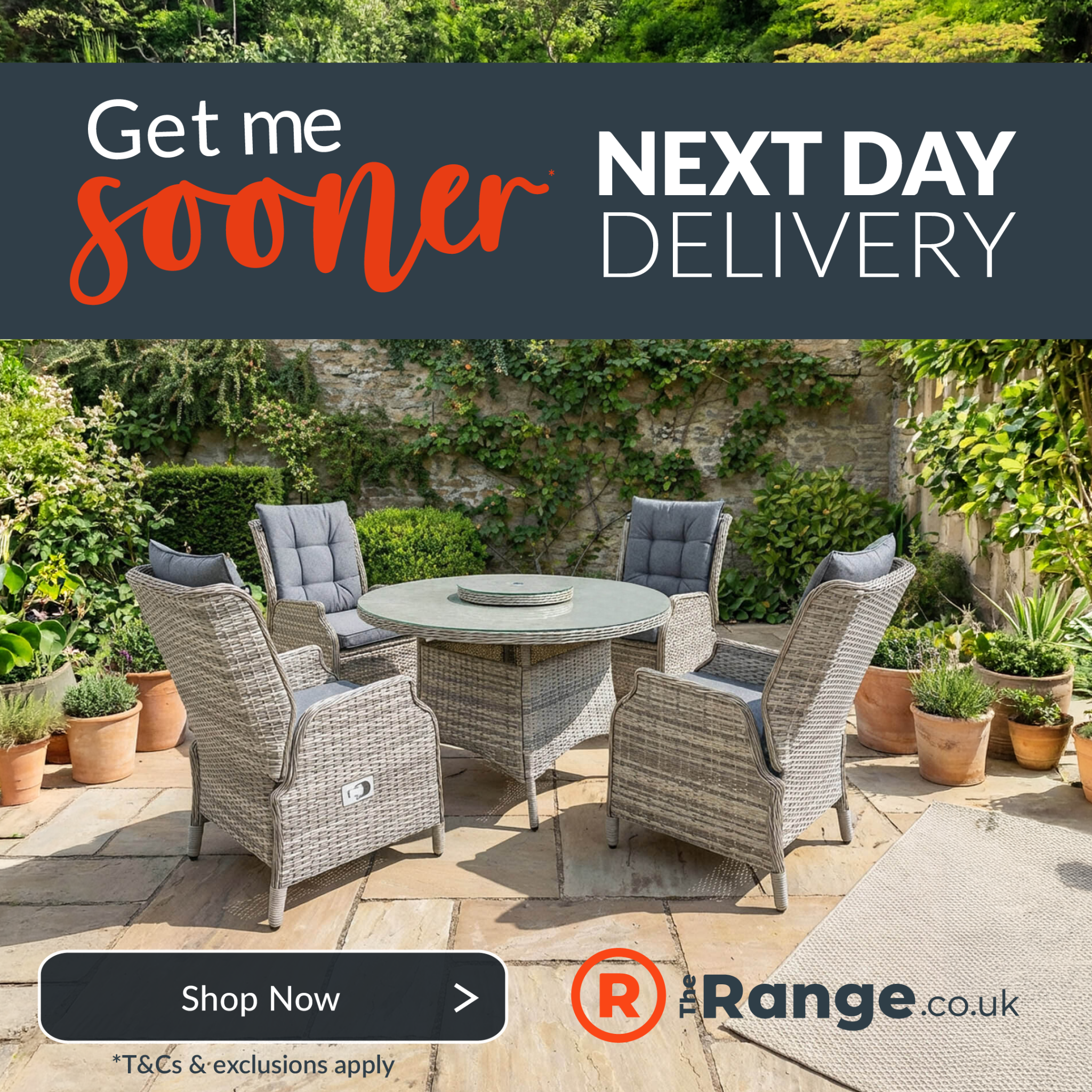 The Range Facebook ad: Next Day Deals on Home Essentials