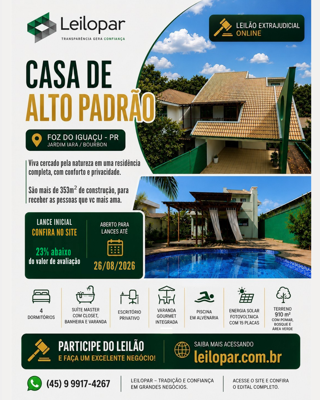 Leilopar Leilões Facebook ad: Acesse o site.