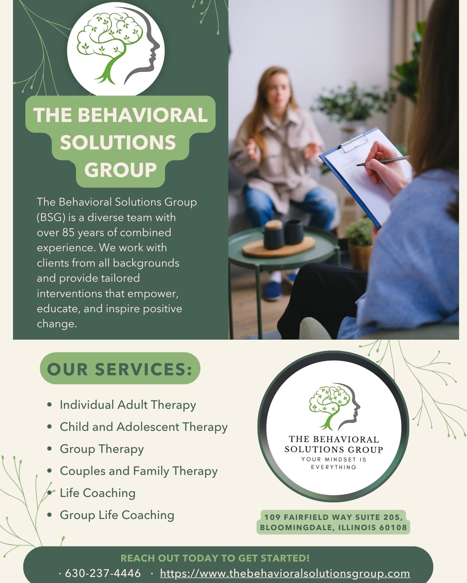 The Behavioral Solutions Group Facebook ad: We offer psychological services for individuals, kids…