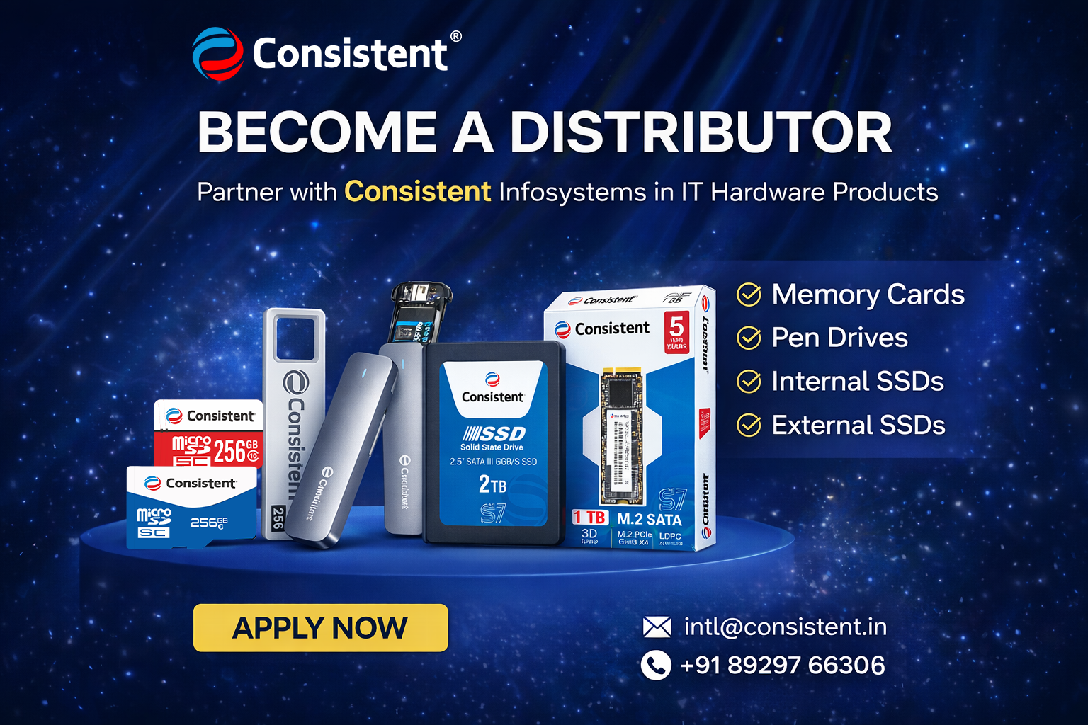 Consistent Infosystems Pvt. Ltd. - INDIA Facebook ad: Become a Distributor for High-Quality IT Hardware!