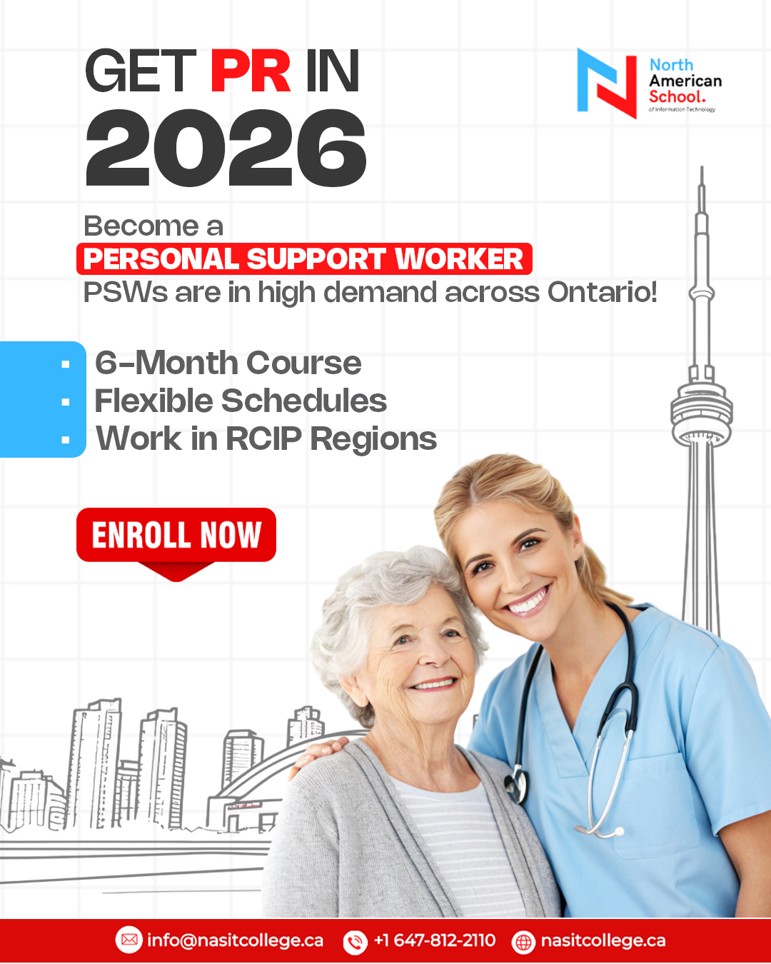 North American School of Information Technology Facebook ad: CLICK HERE & APPLY FOR PSW!