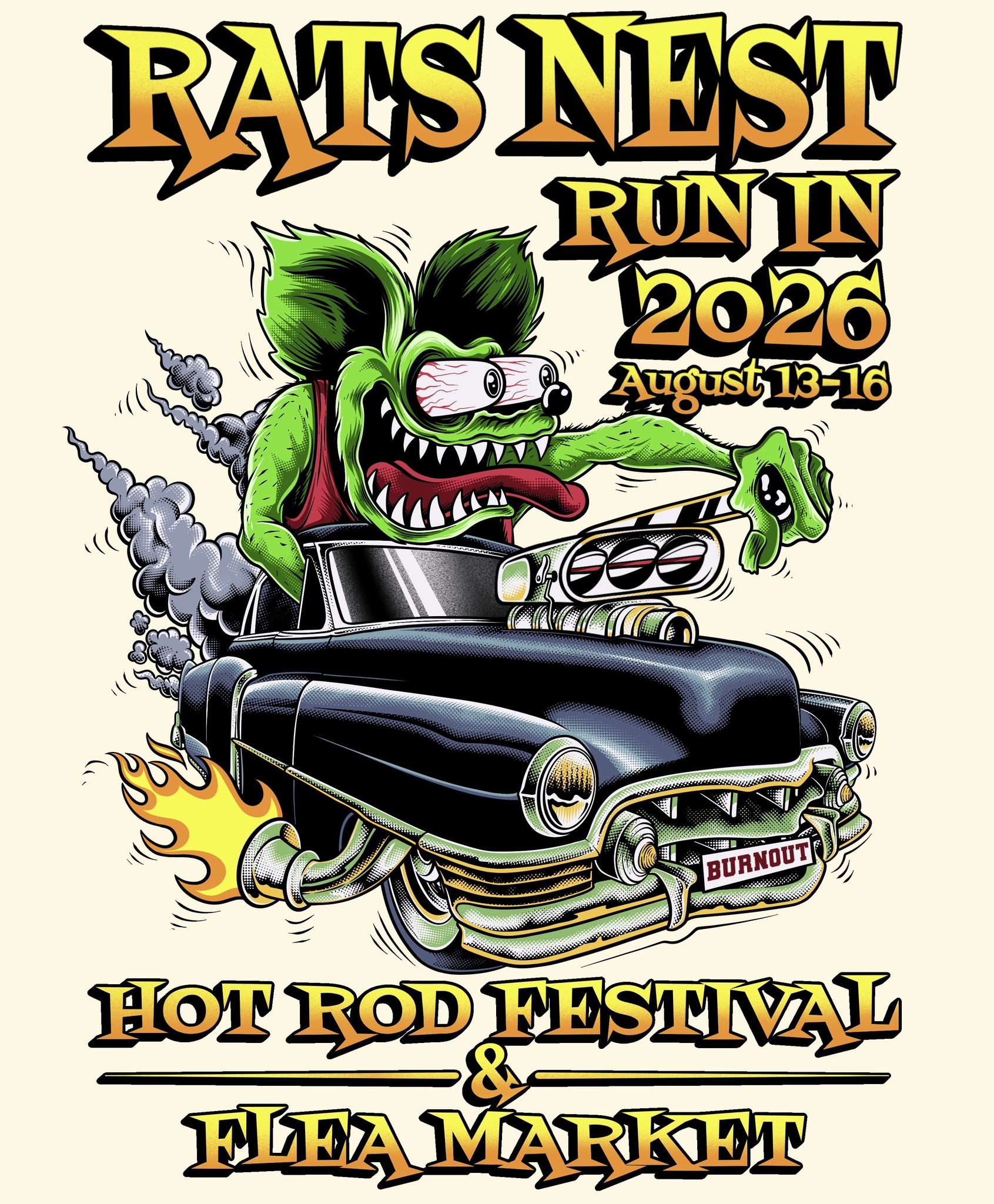 Rats Nest Run-In Facebook ad: Aug 13-16 2026 Rats Nest Run In Hot Rod Festival Antique…