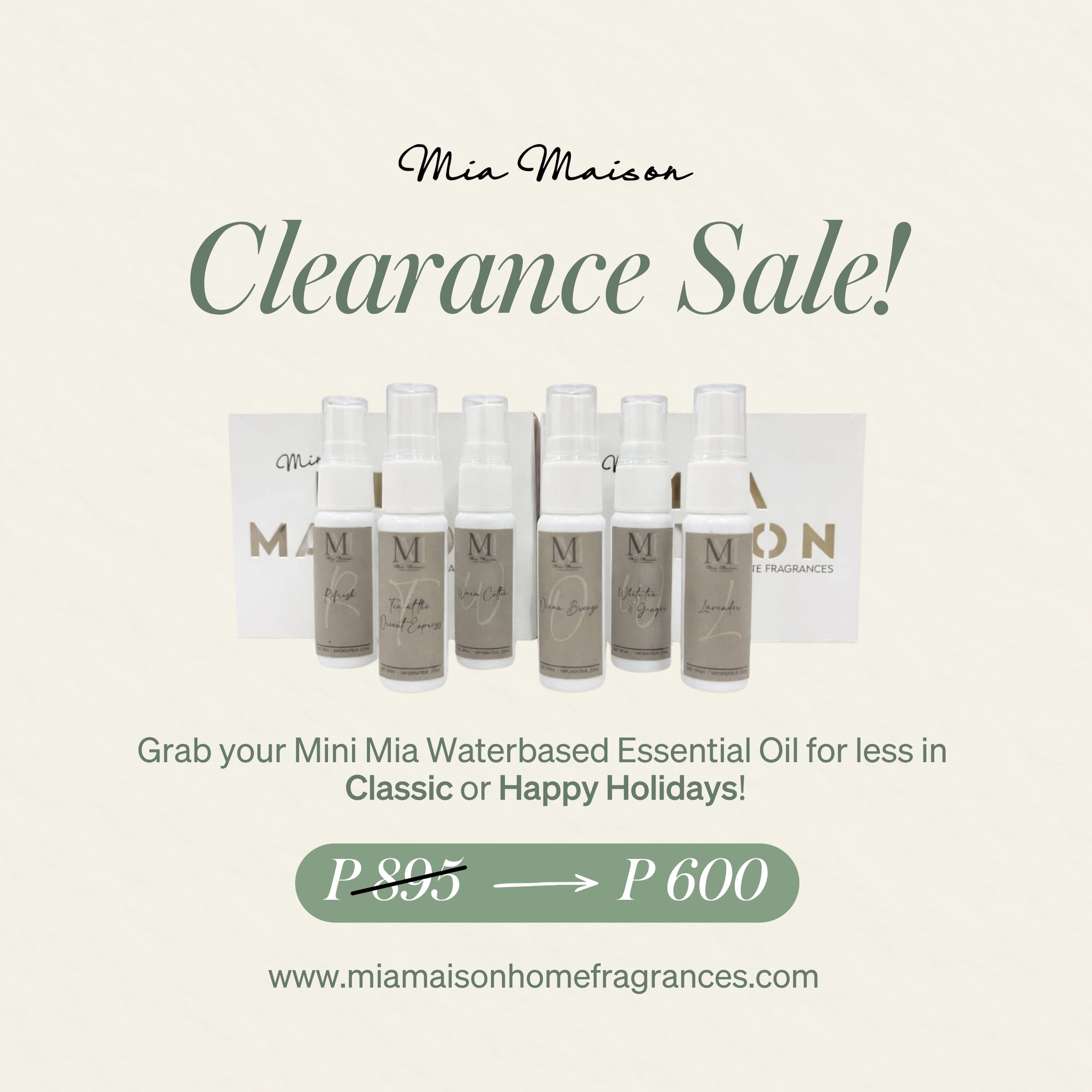 Mia Maison Home Fragrances Facebook ad: Your bring-it-everywhere essential is now on SALE.