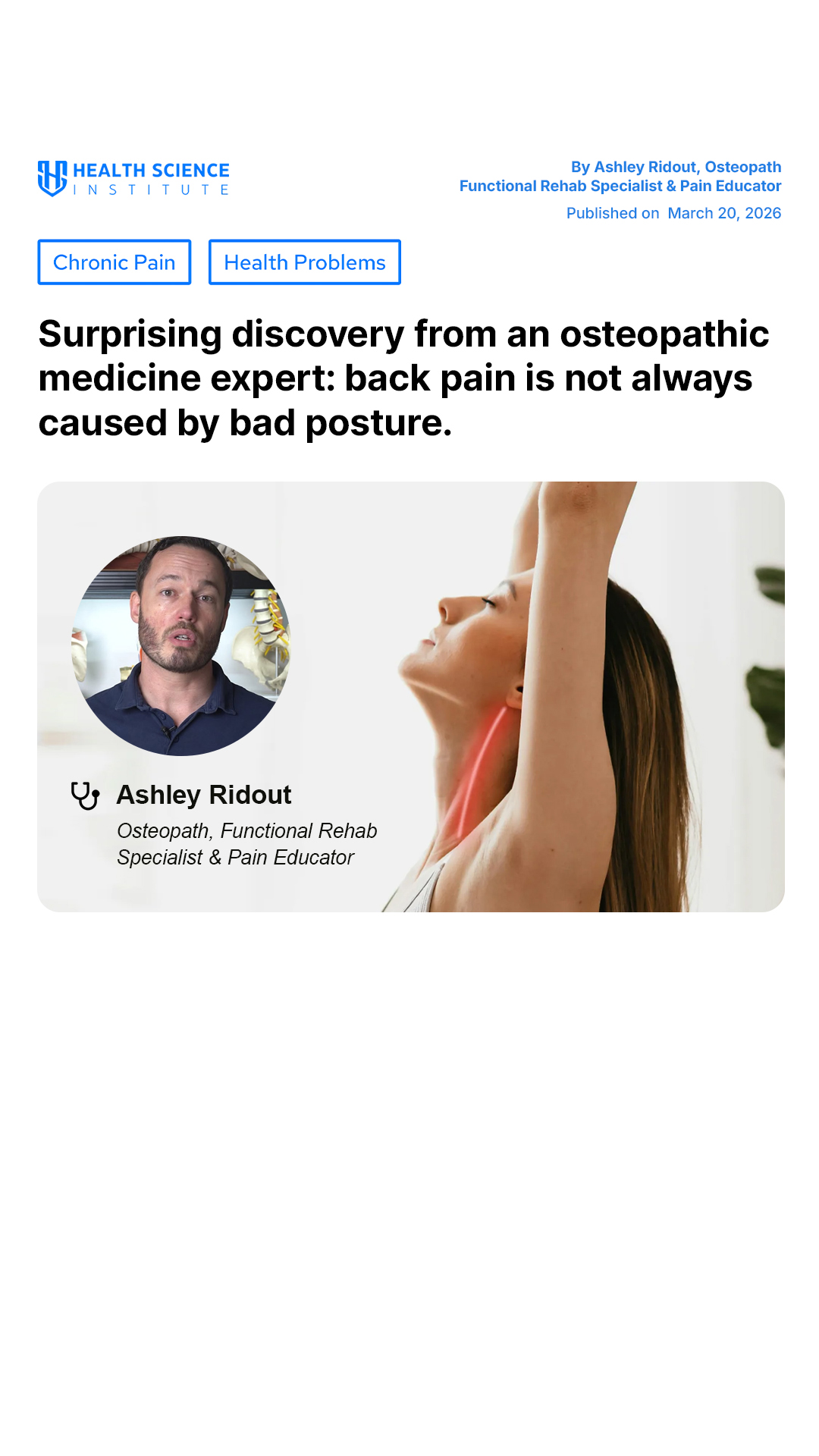 Ashley Ridout Osteopath Facebook ad