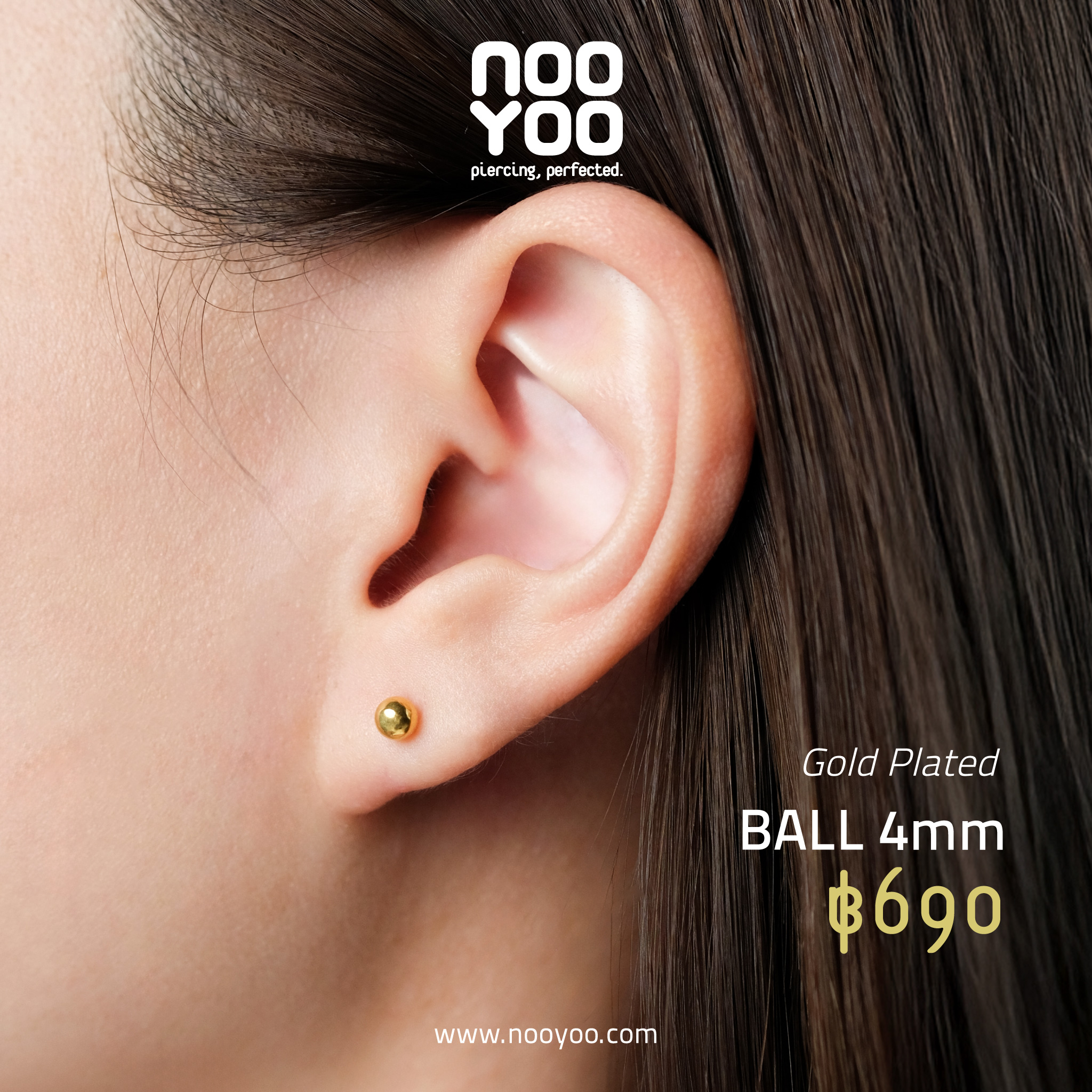 NooYoo l piercing, perfected. Facebook ad: หูหนาไม่ต้องห่วง มาเจาะหูได้ที่นูยู!