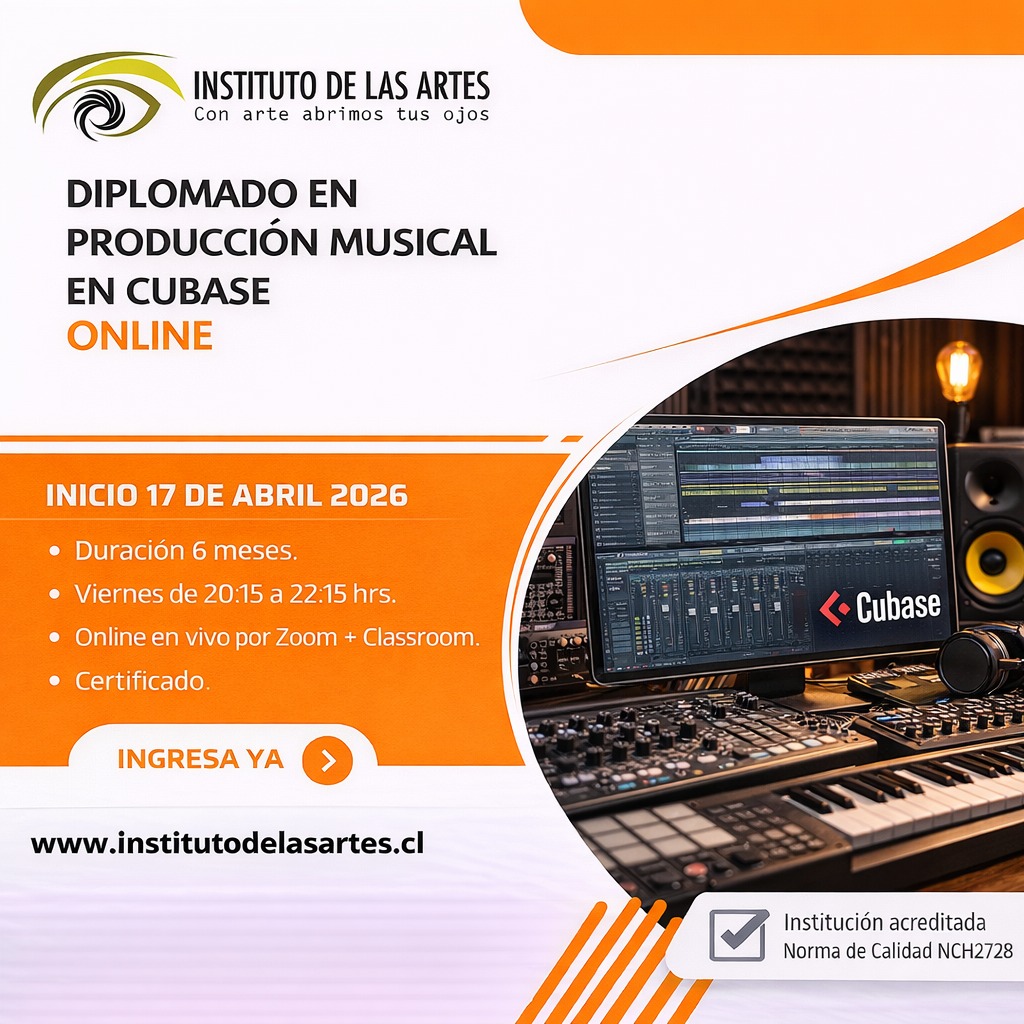 Instituto de las Artes de Chile Facebook ad: DIPLOMADO EN PRODUCCIÓN MUSICAL EN CUBASE ONLINE