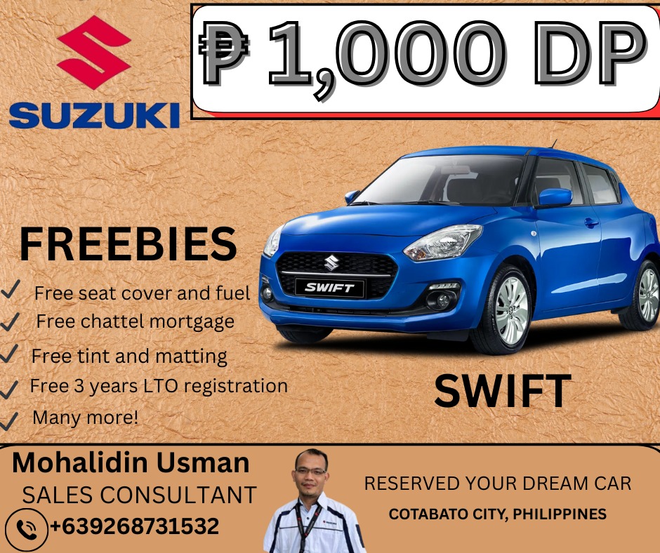 Suzuki Matina Davao by Mohalidin Usman Facebook ad: ₱1,000 DP promo ng Suzuki
