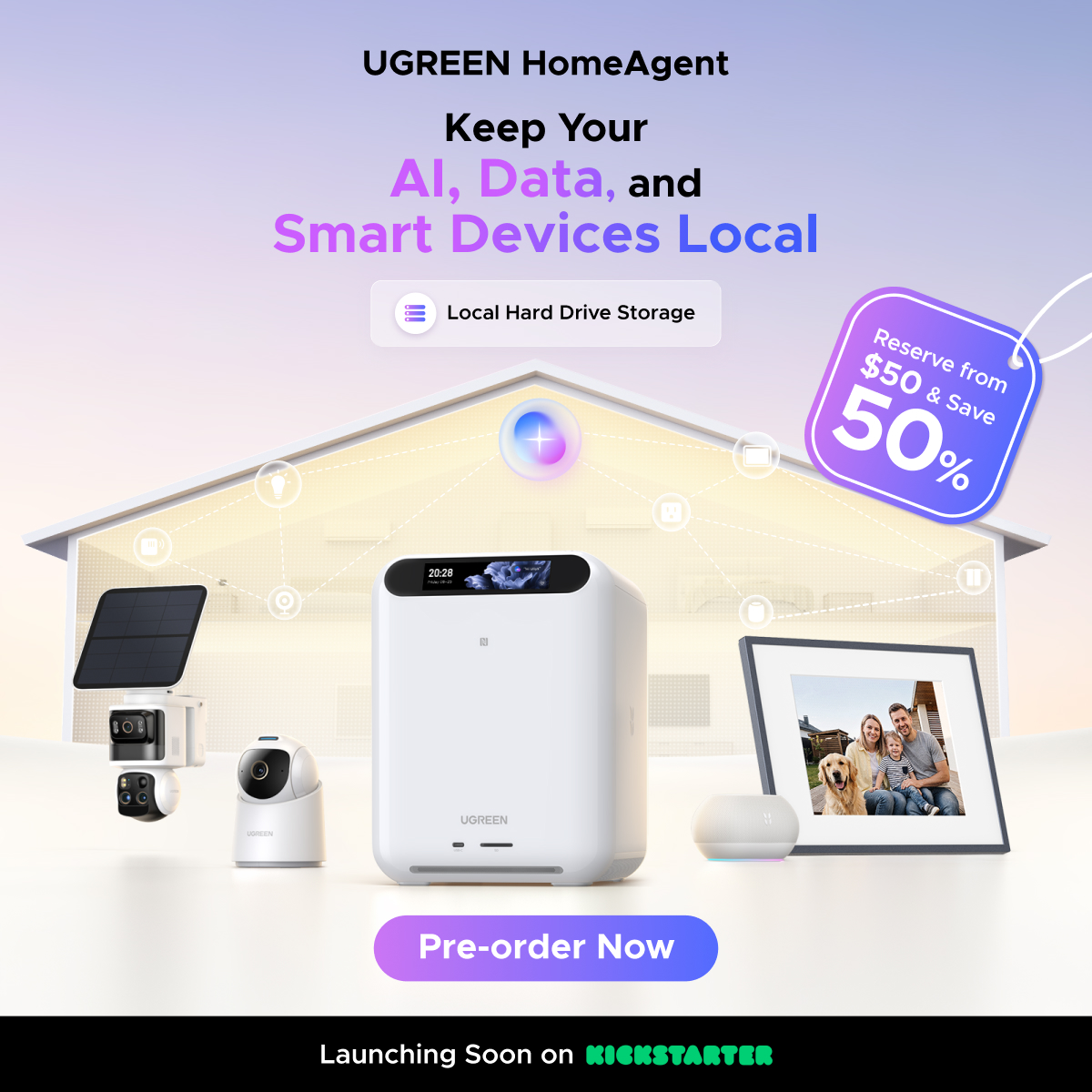 Ugreen_de Facebook ad: Meet UGREEN HomeAgent, the private local AI hub.