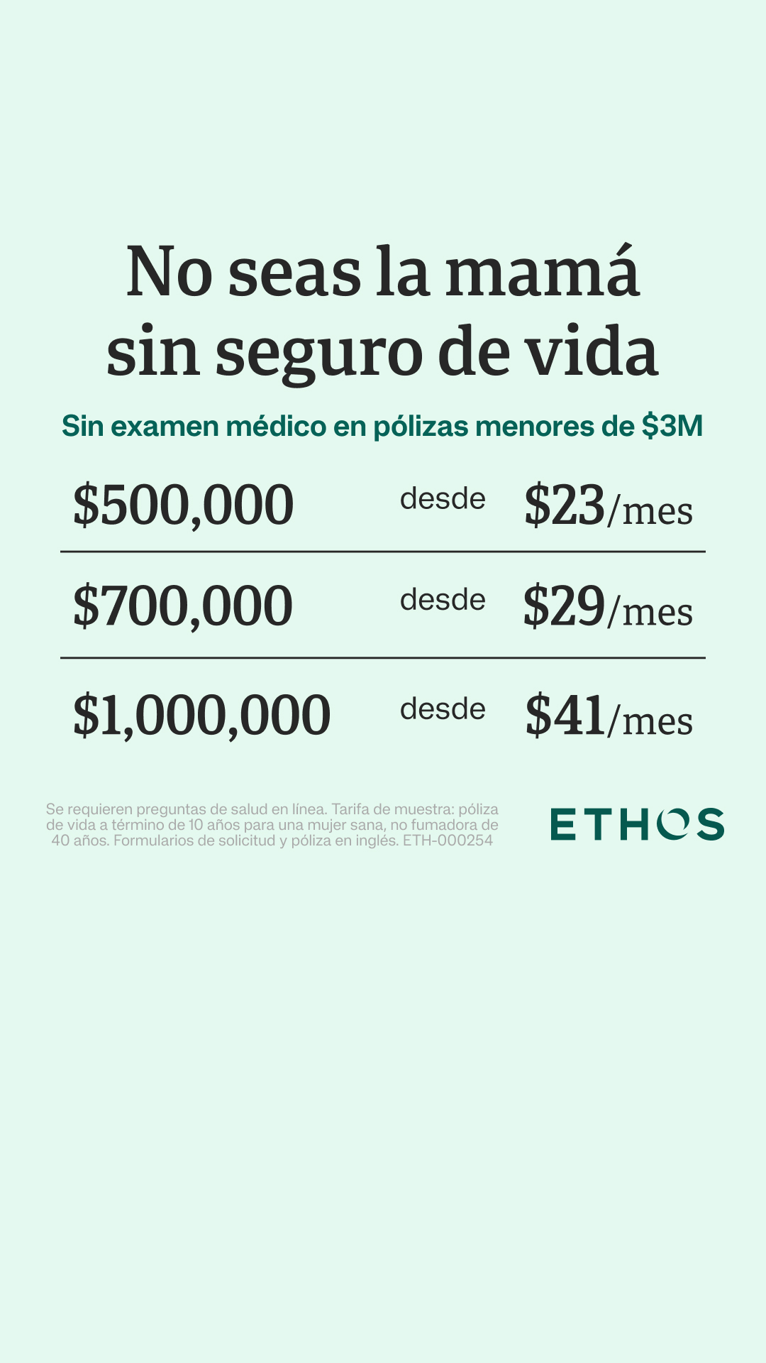 Ethos Facebook ad