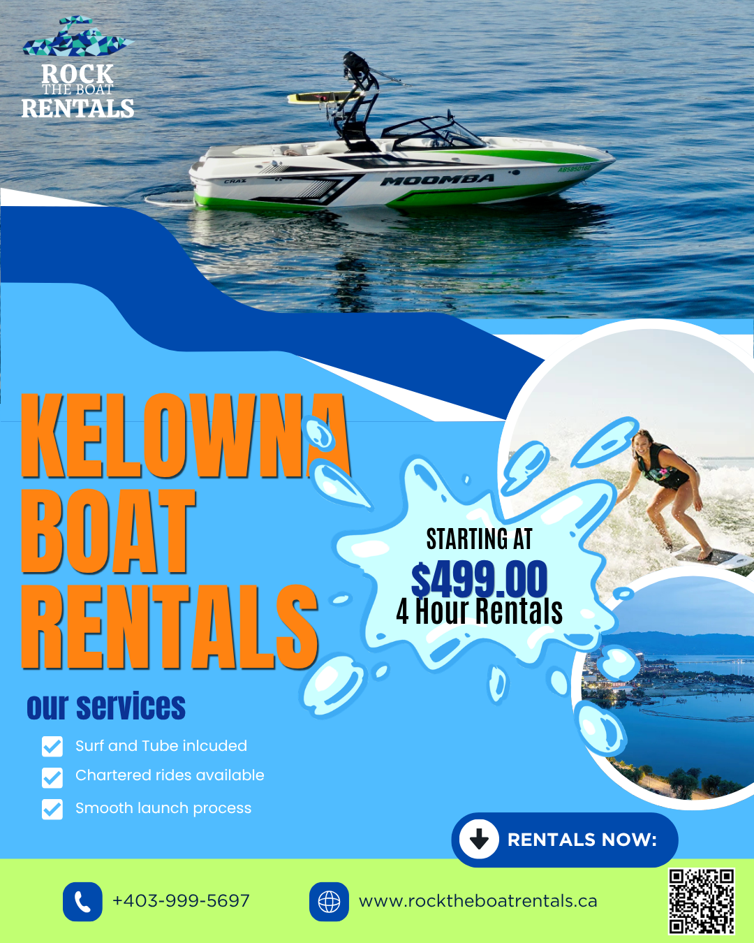 Rock the Boat Rentals Facebook ad: Book Your Boat Rental Today
