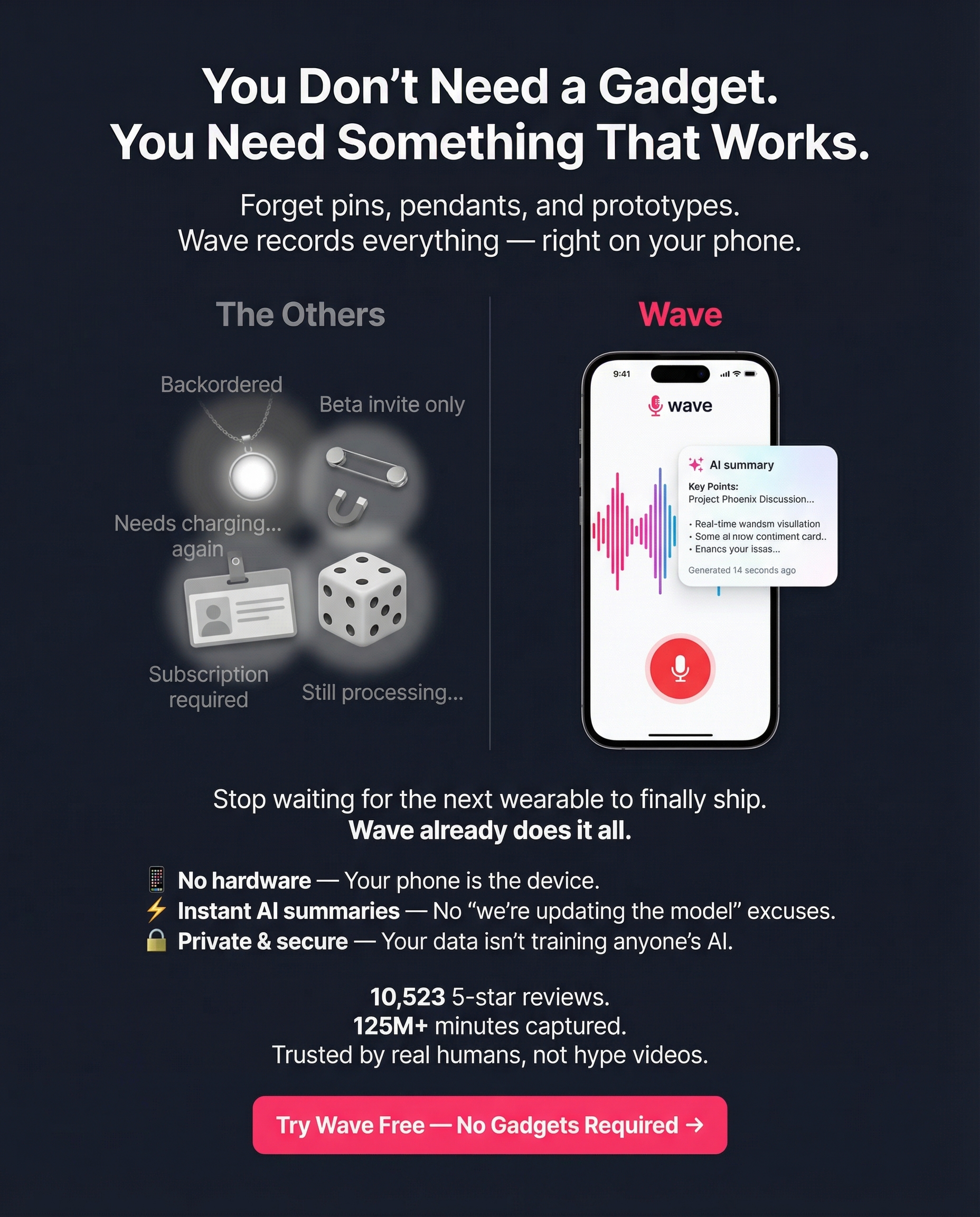 Wave AI Note Taker Facebook ad