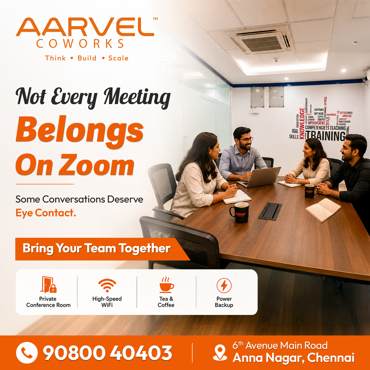 Aarvel Coworks, Chennai Facebook ad: Not every meeting belongs on Zoom.