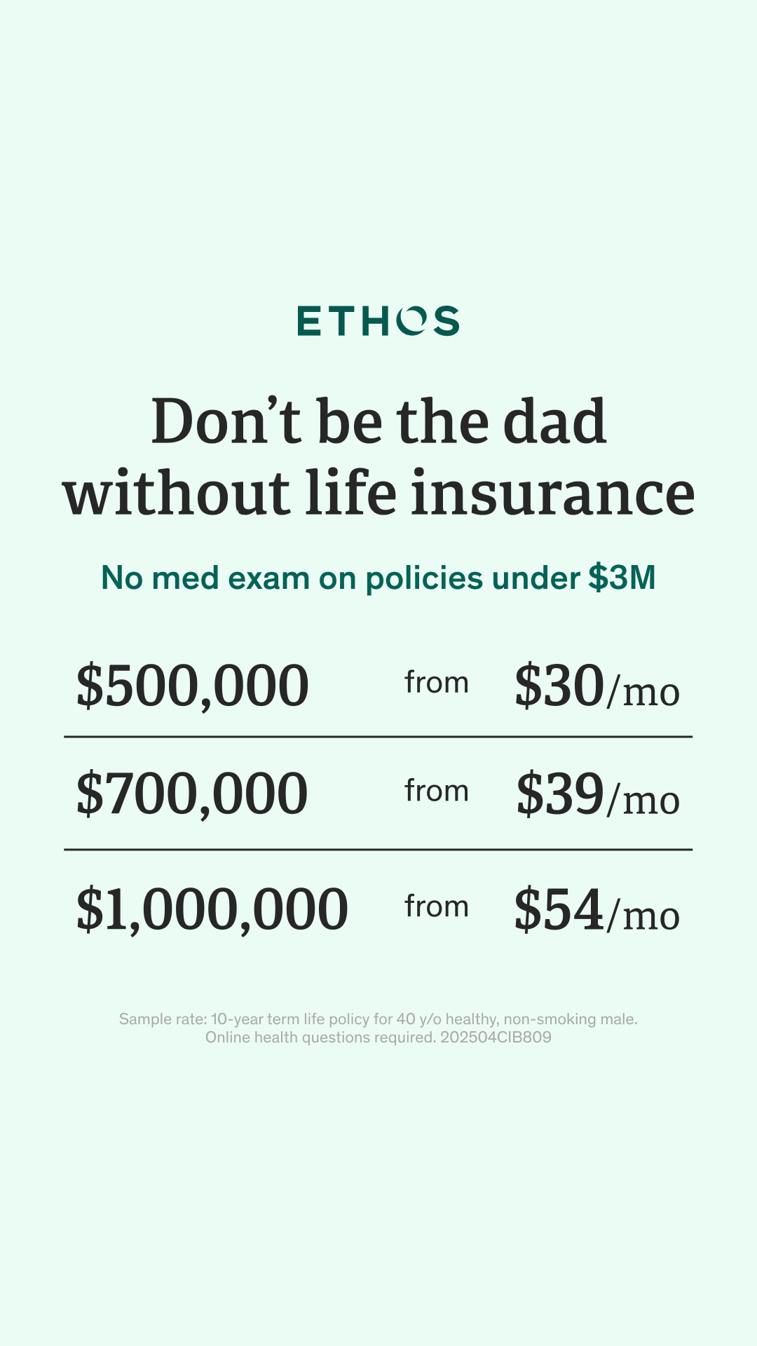 Ethos Facebook ad