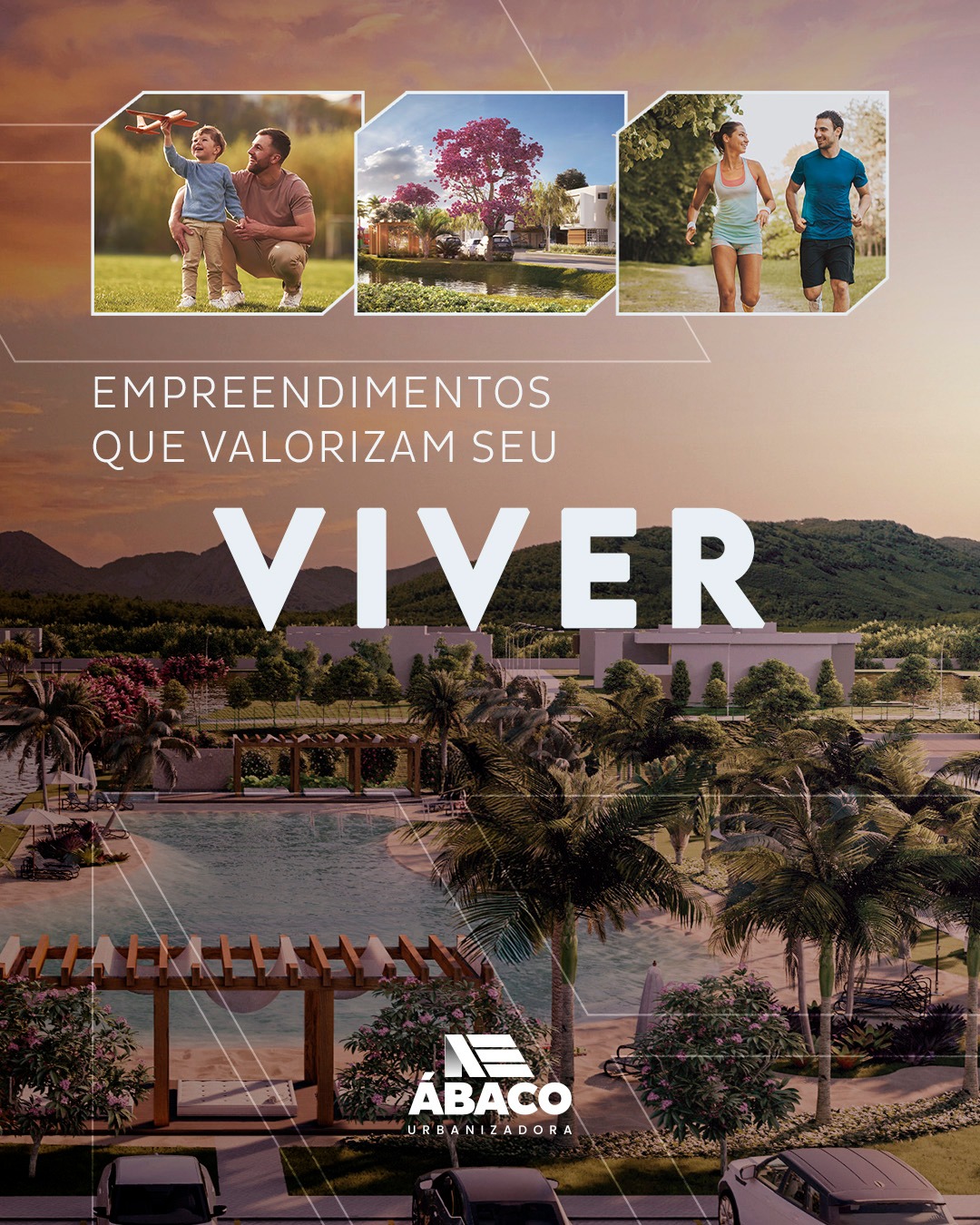 Ábaco Urbanizadora Facebook ad: Viver bem é ter mais do que um…
