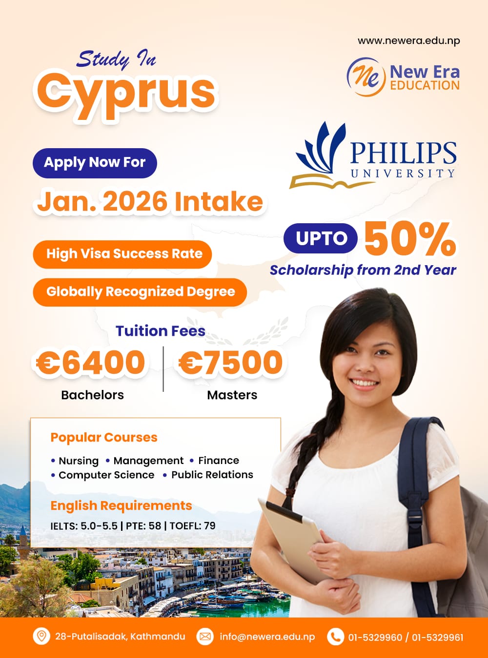 Study in Europe Facebook ad: Chat with the counselor-