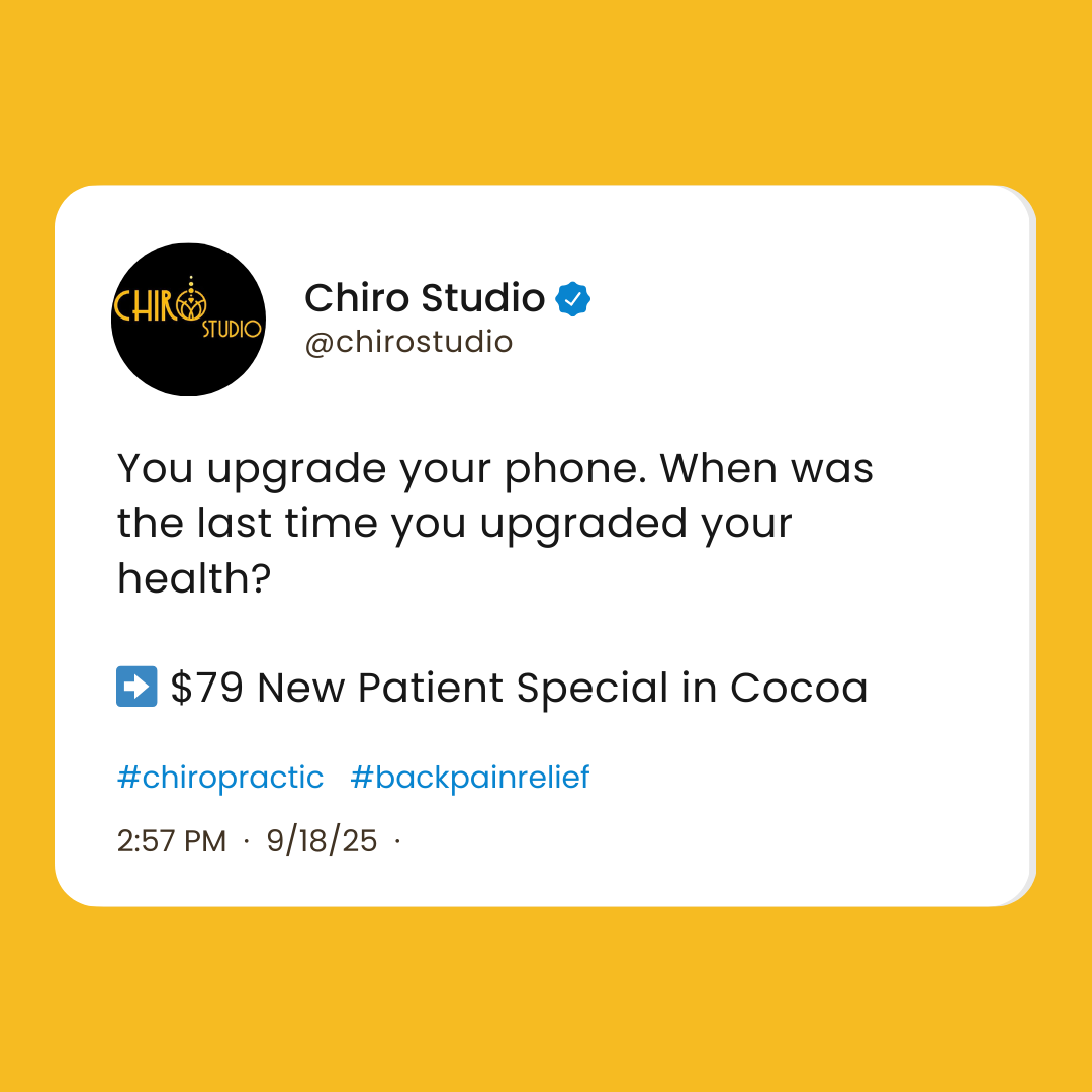 Chiro Studio Cocoa Facebook ad from Jul 11, 2026