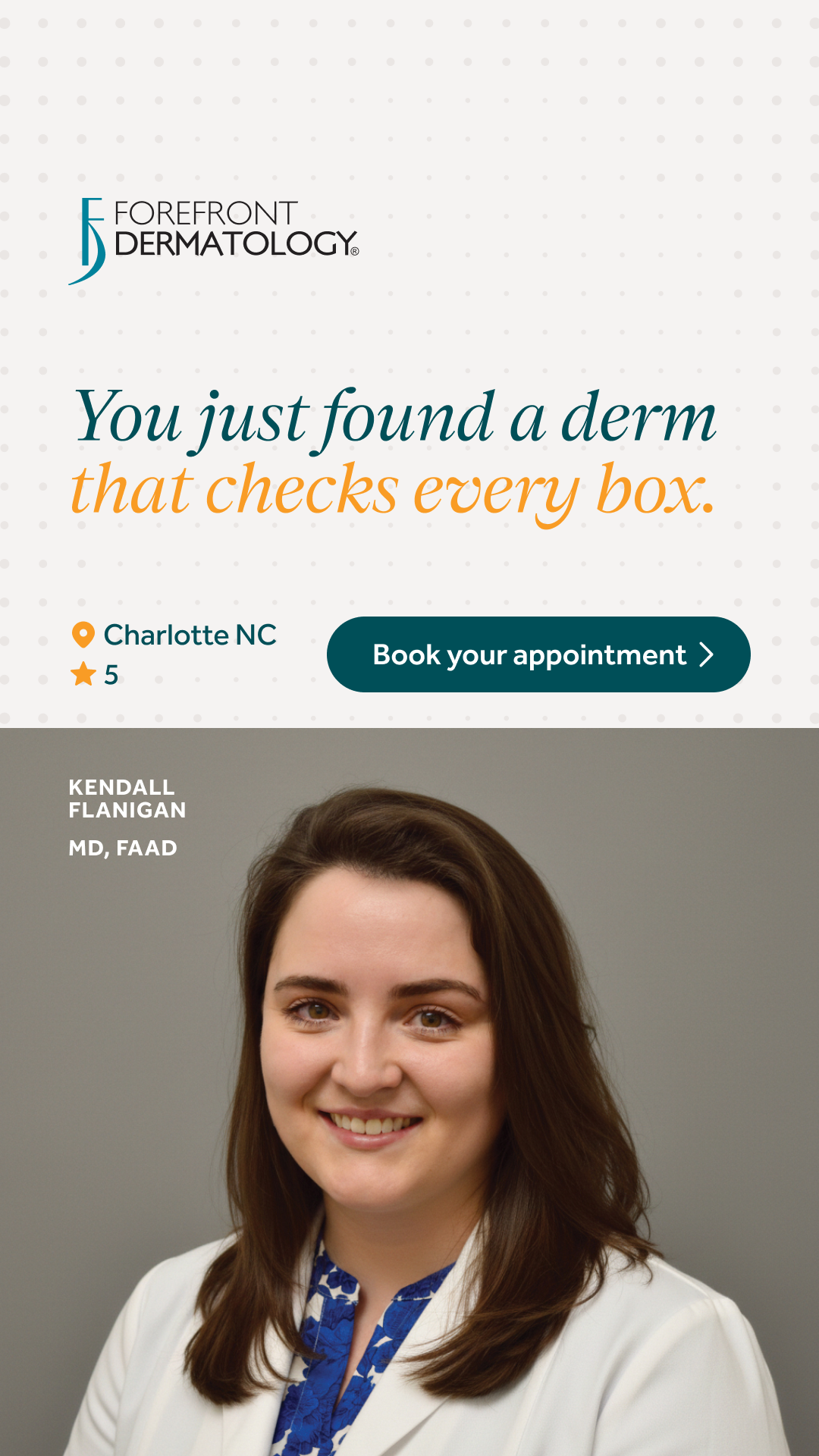 Forefront Dermatology Charlotte Facebook ad from Jun 16, 2026