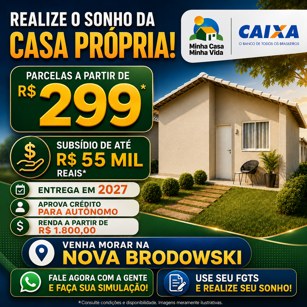 NEXT - Inteligência Imobiliária Facebook ad: Sua casa própria pode começar com R$ 299