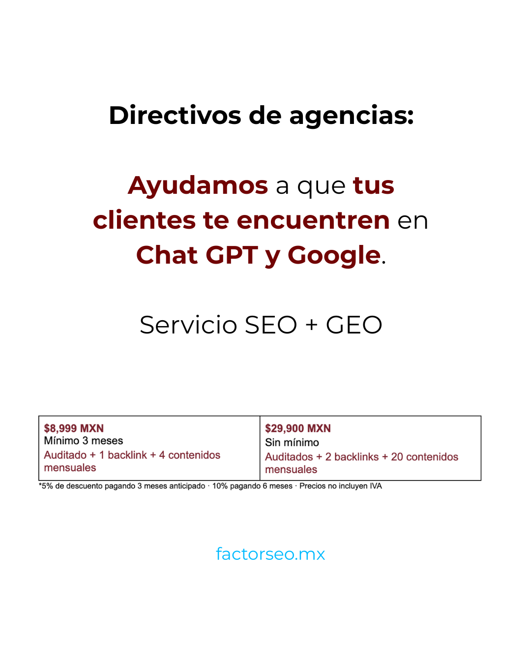 Factor SEO Facebook ad