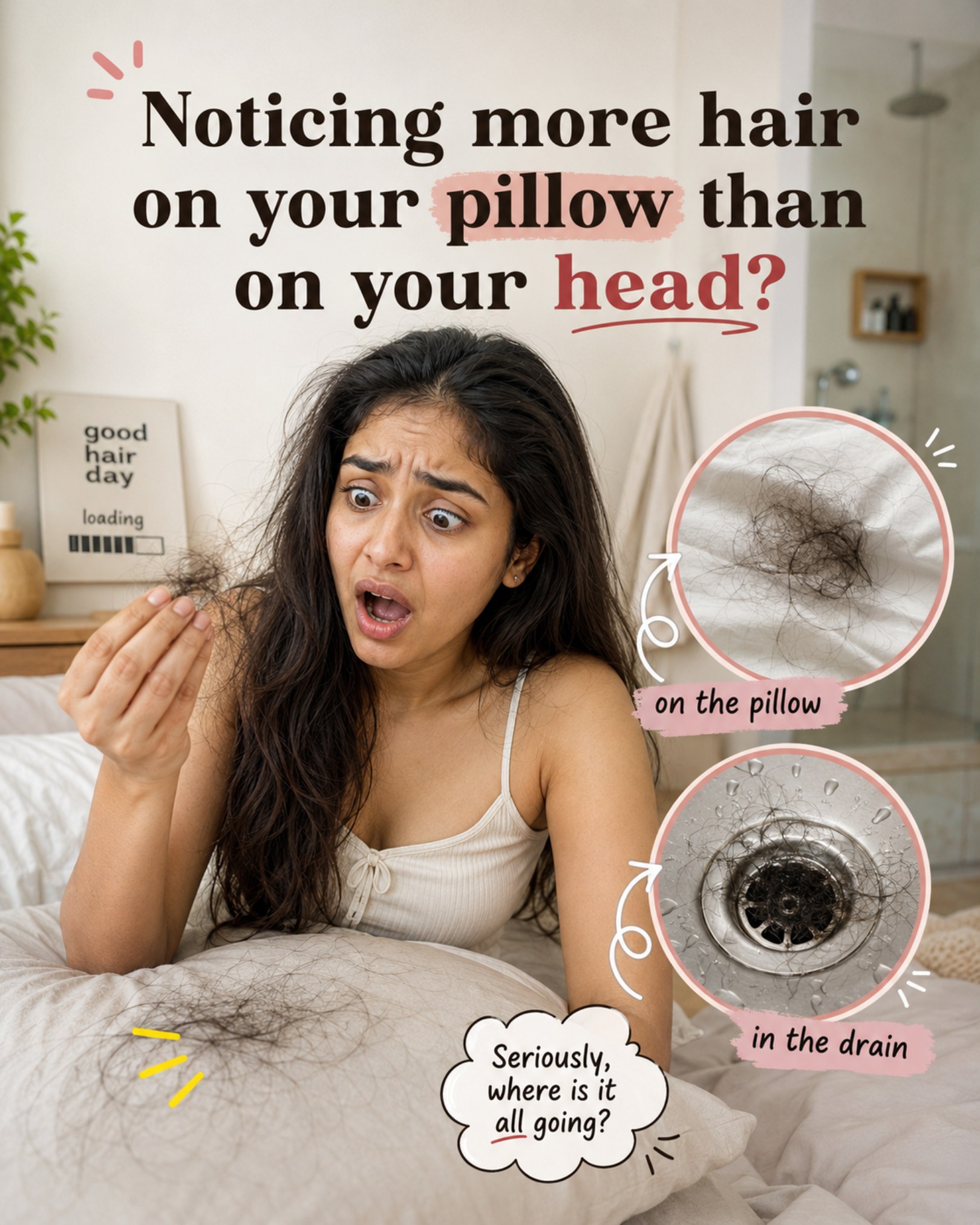 The Skin Story Facebook ad: Noticing more hair on your pillow, comb, or…