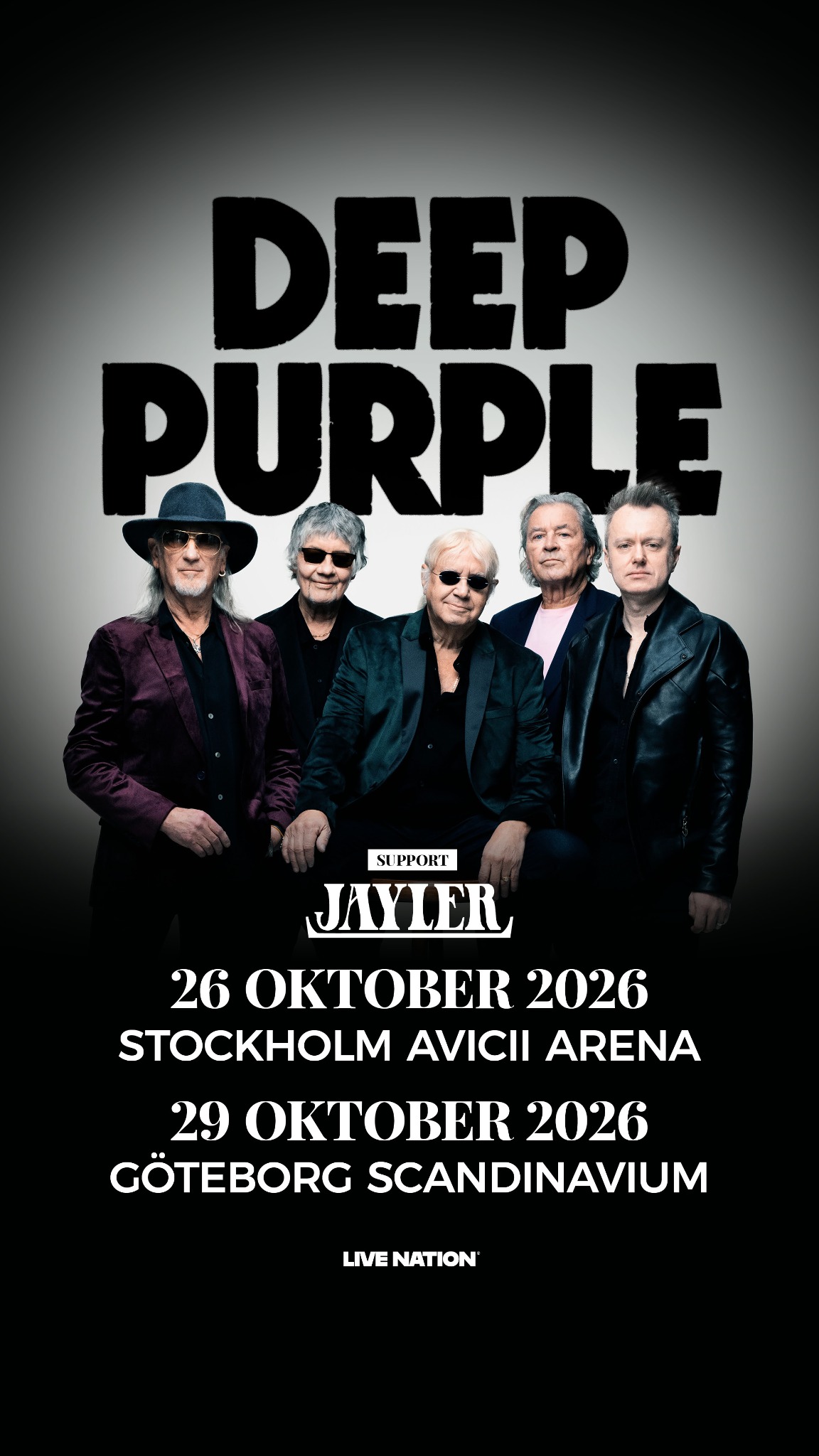 Live Nation Sweden Facebook ad: Deep Purple | 26 + 29 oktober | Avicii Arena + Scandinavium
