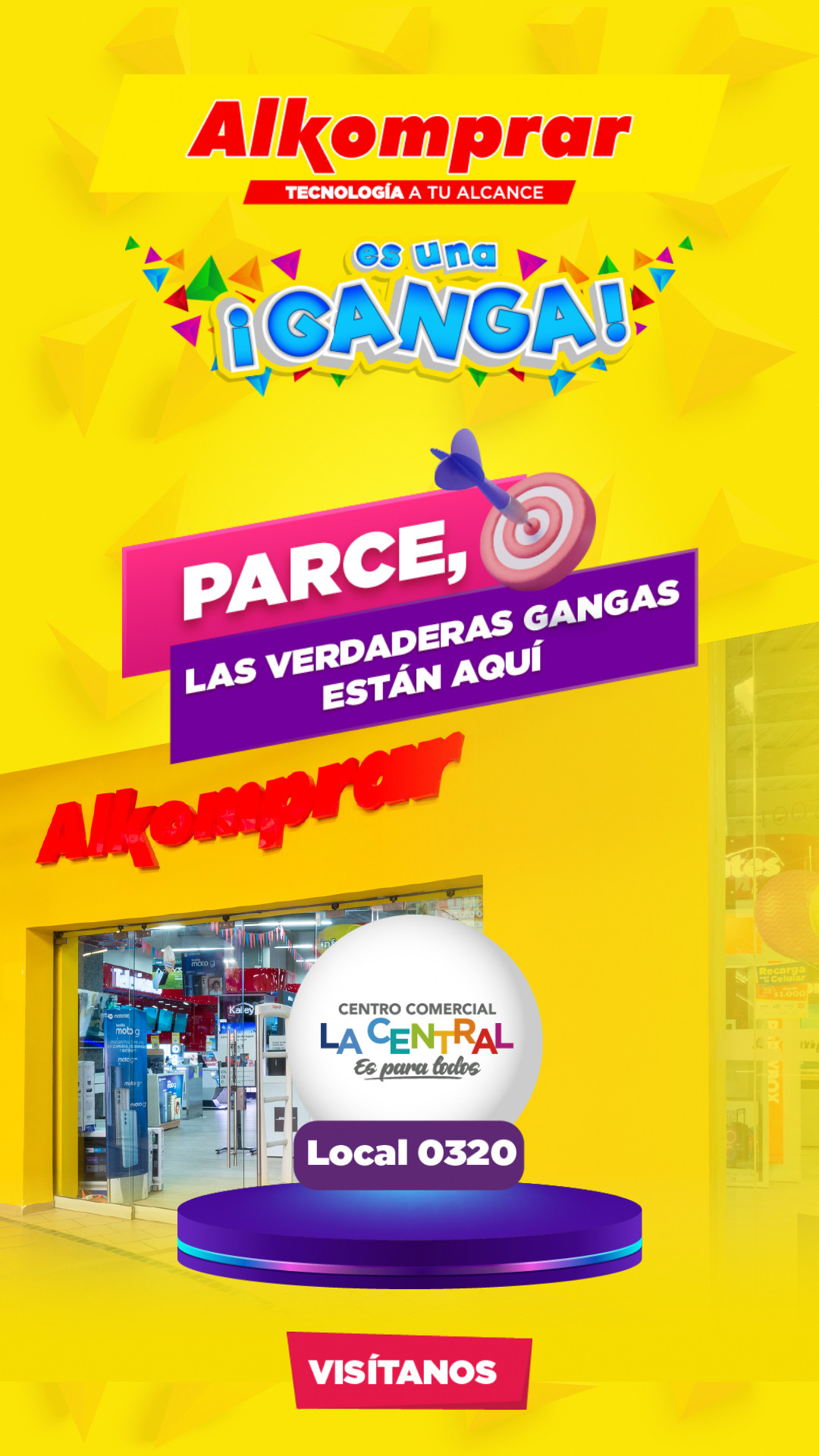 Alkomprar Facebook ad: Visítanos en el C.C. La Central