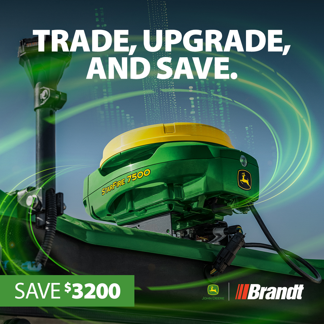 Brandt Agriculture Facebook ad: Save on Precision Upgrades.