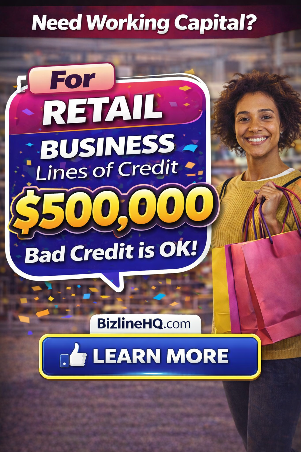 Bizline HQ Facebook ad: Capital for Small Business Owners